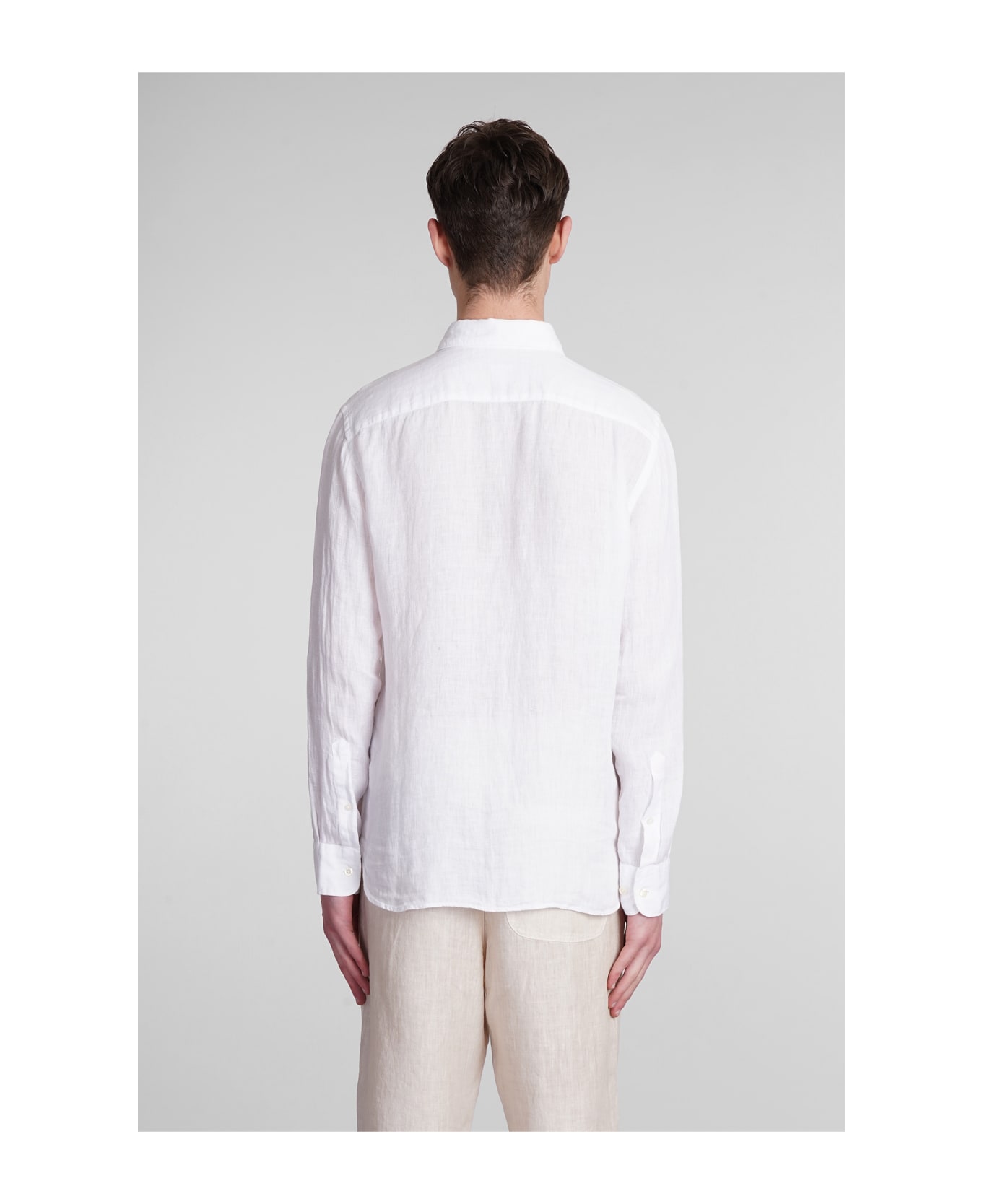 120% Lino Shirt In White Linen - White