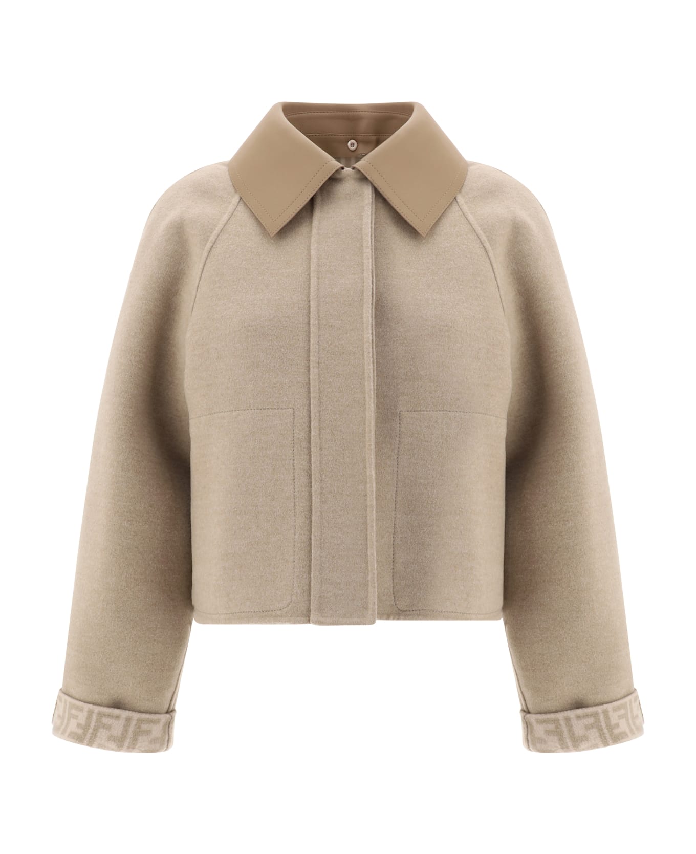 Fendi Cappuccino Wool Blend Reversible Jacket - PORTABELLA