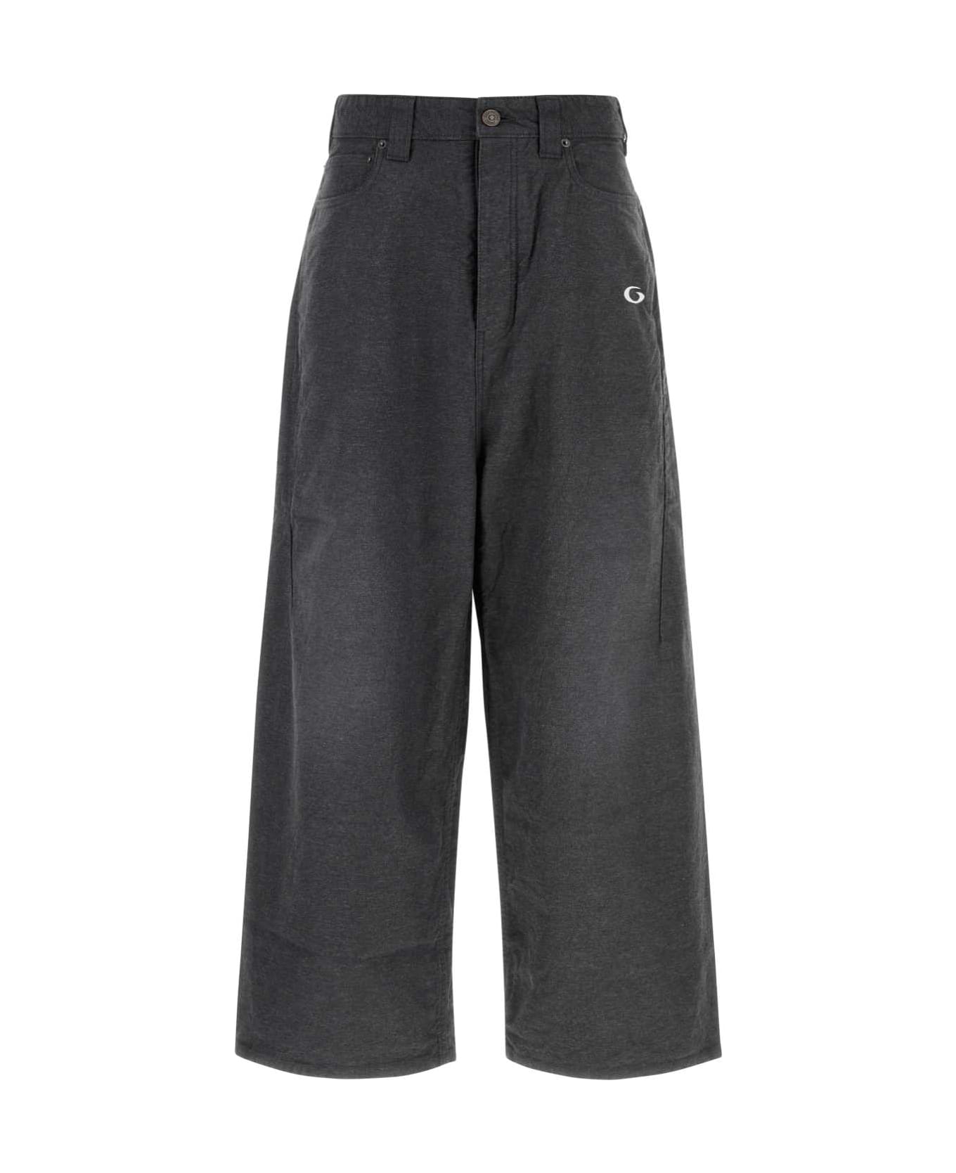 Balenciaga Charcoal Cotton Wide-leg Pant - ANTHRACITE