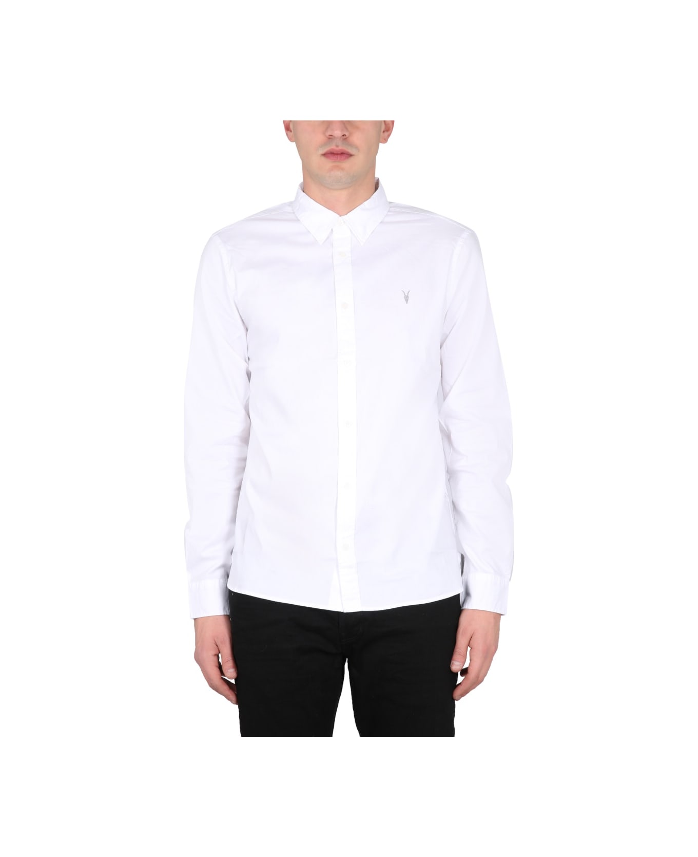 All Saints Shirt With Logo Embroidery - WHITE
