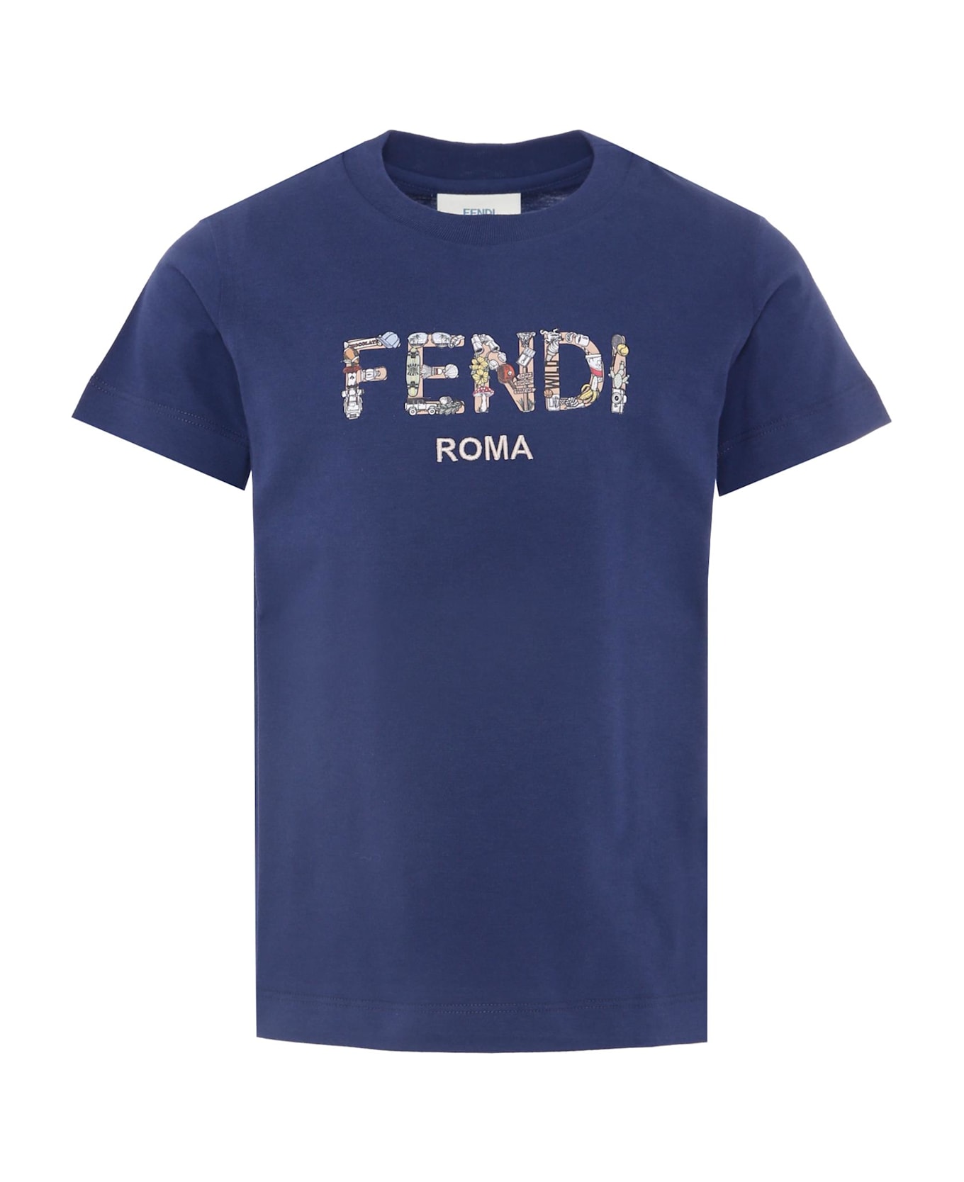 Fendi Blue T-shirt With Logo For Boy - Blue