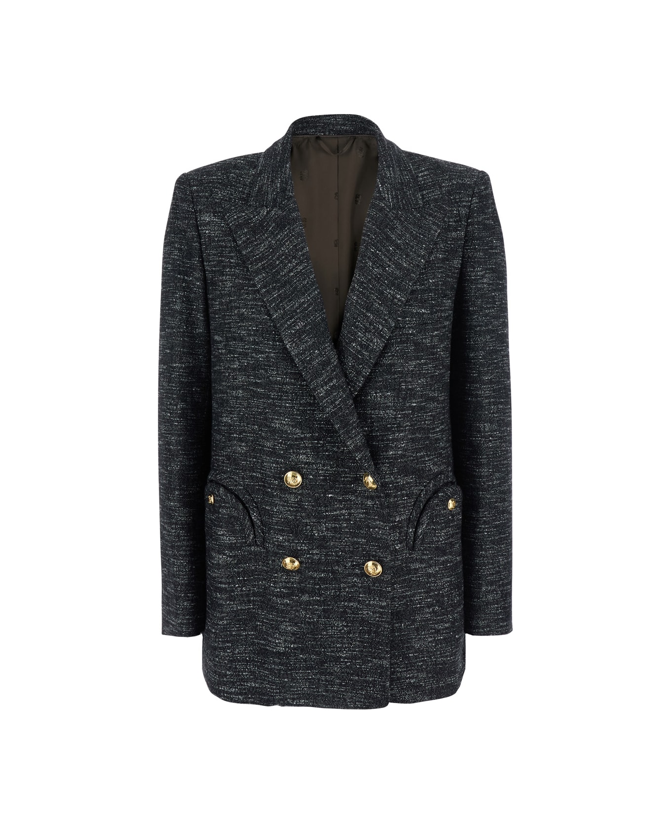 Blazé Milano 
aifer
 Grey Double-breasted Jacket With Notched Revers In Wool Blend Woman - Grey