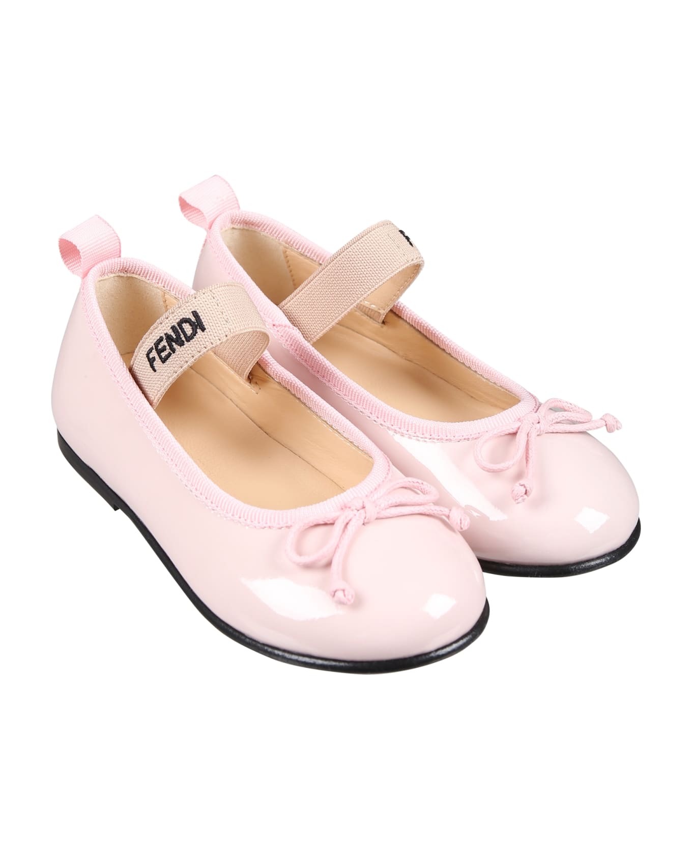 Fendi Pink Ballet Flat For Baby Girl With Logo - Pink