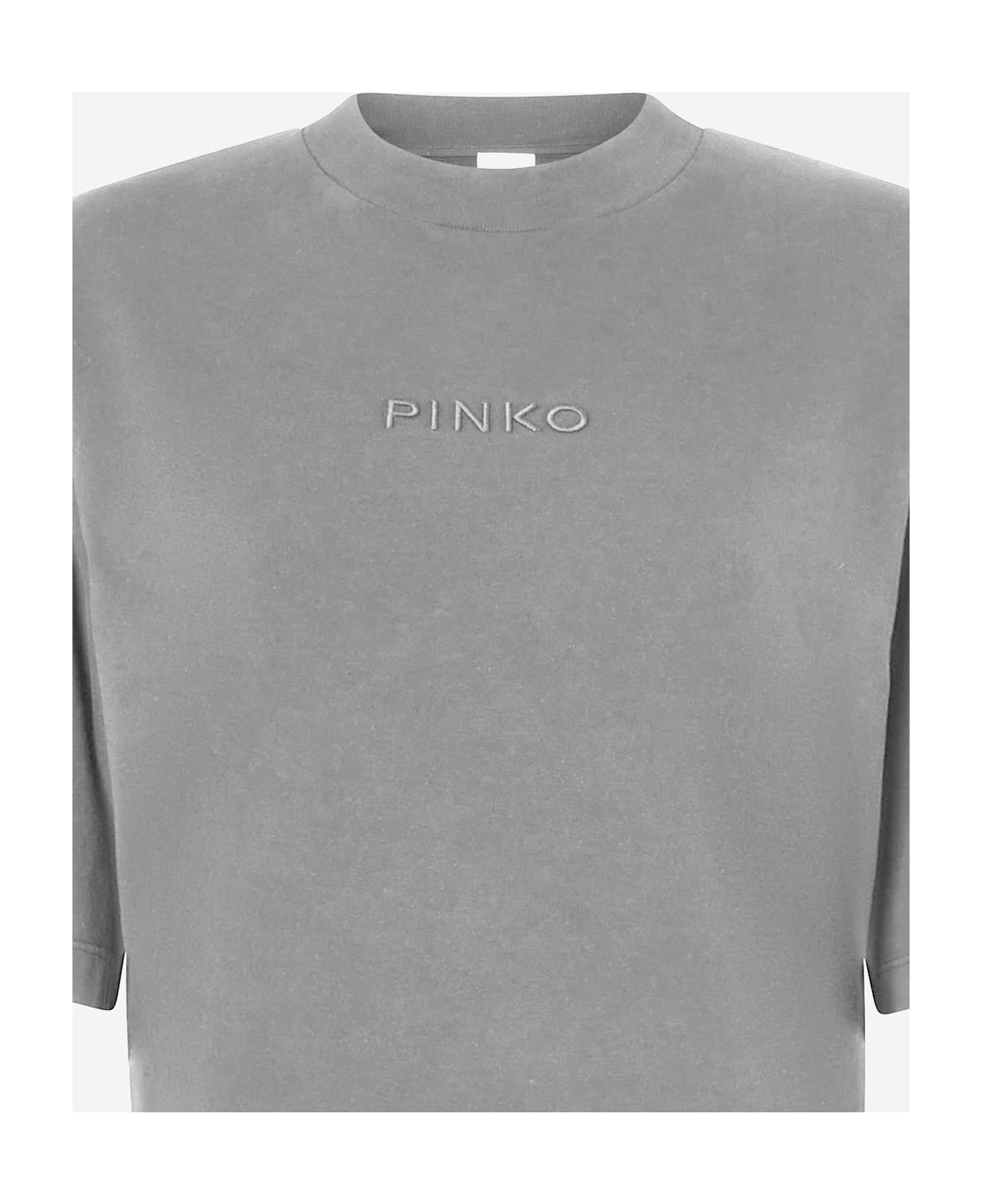 Pinko Cotton T-shirt With Logo - Grey