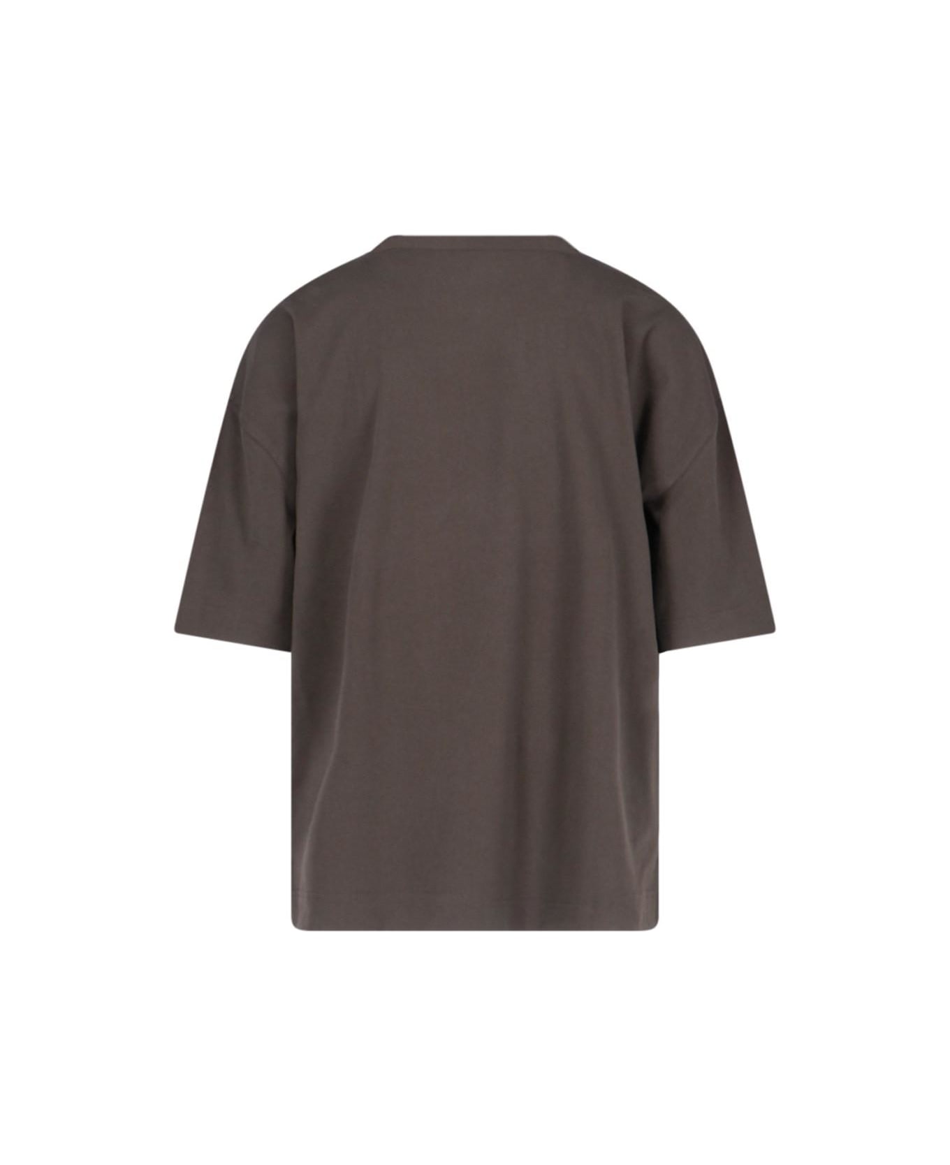 Lemaire Cropped T-shirt With Pocket - Brown