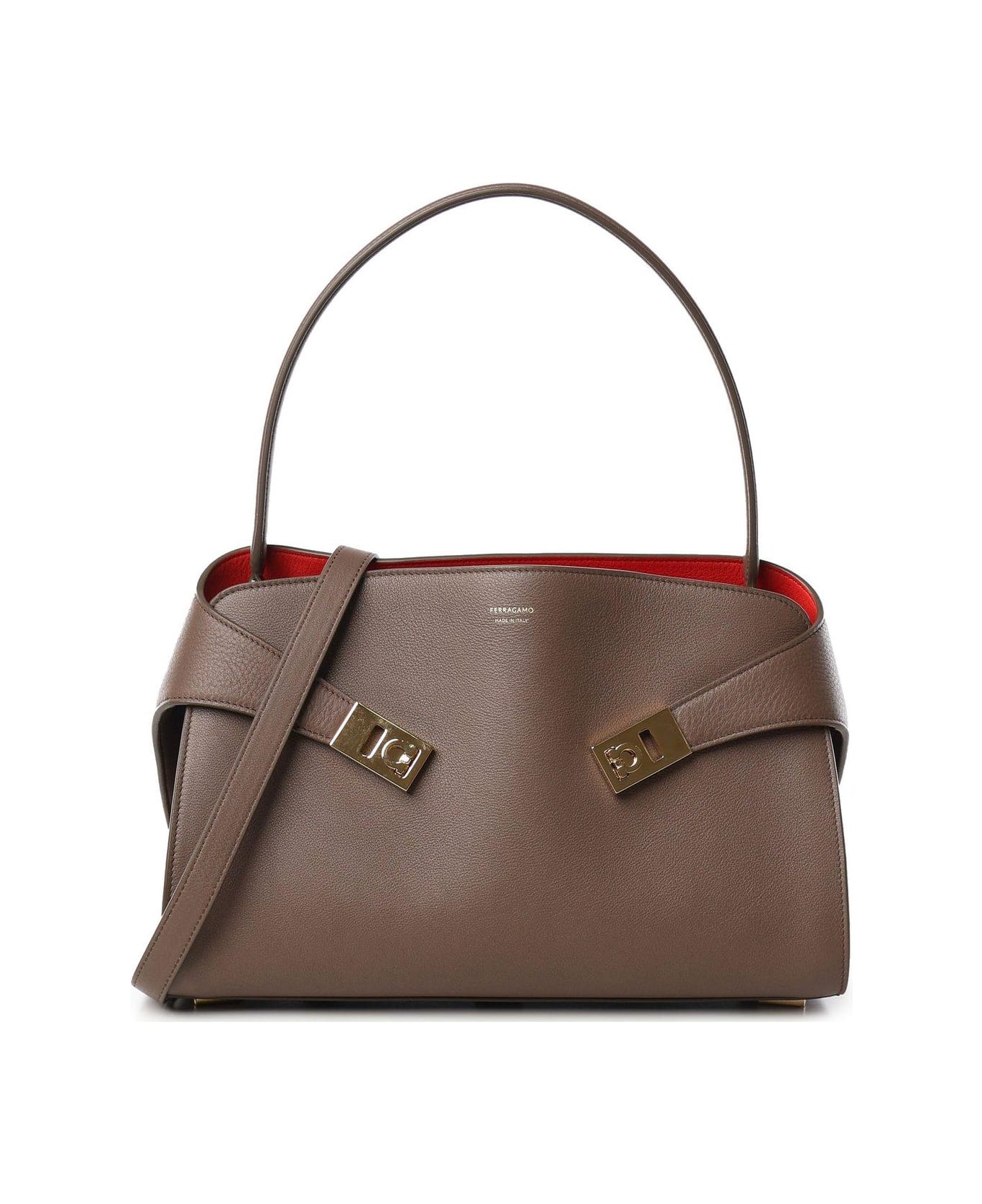 Ferragamo Hug Medium Shoulder Bag - NEUTRALS