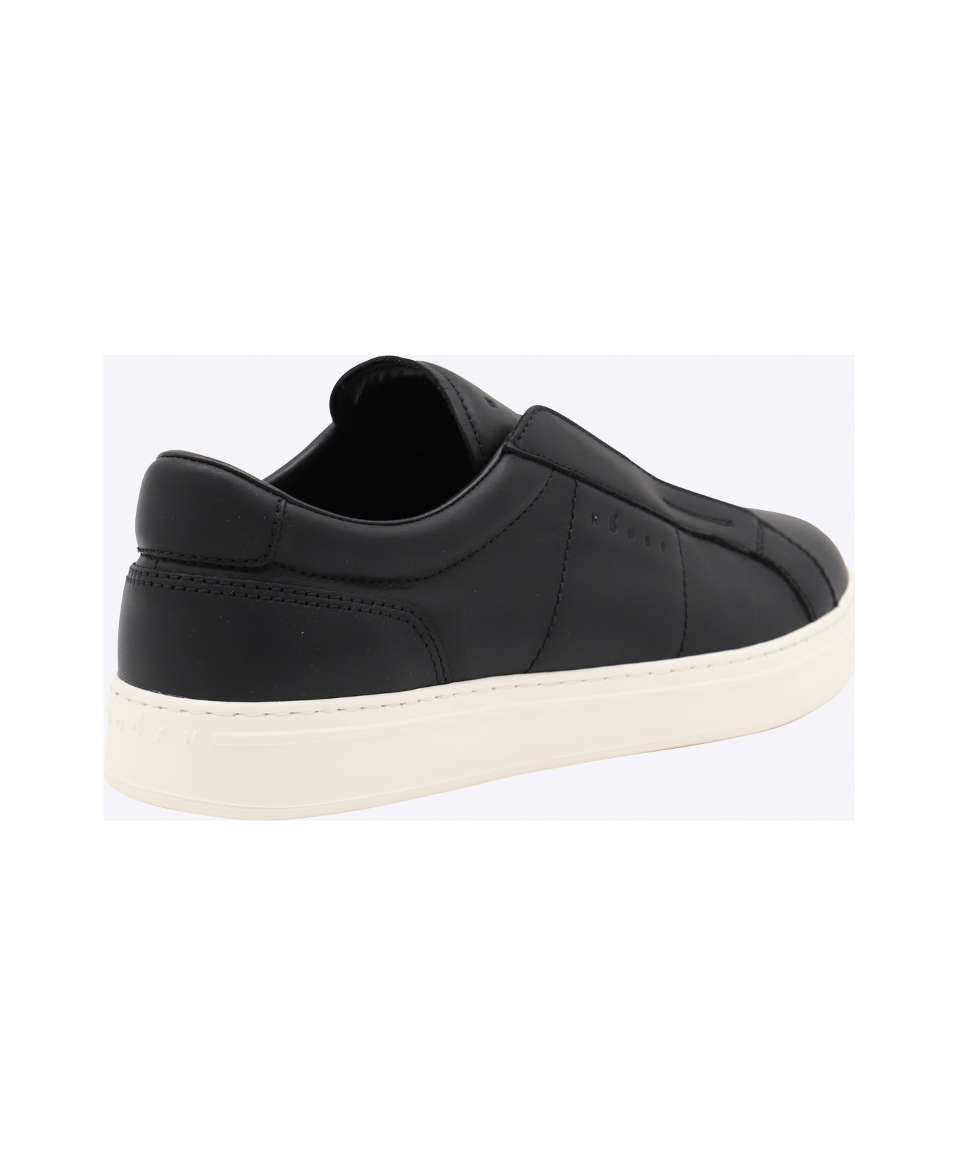 Hogan Black Leather Sneakers - Black