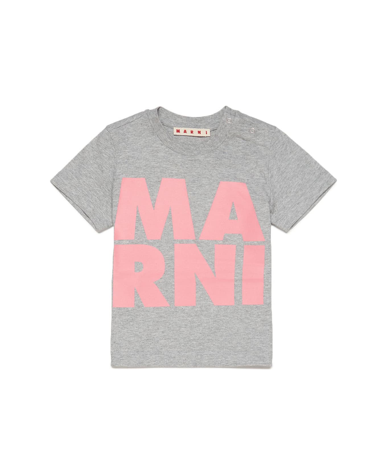 Marni Mt60b T-shirt Marni Grey Jersey T-shirt With Marni Displaced Logo - Inox gray melange