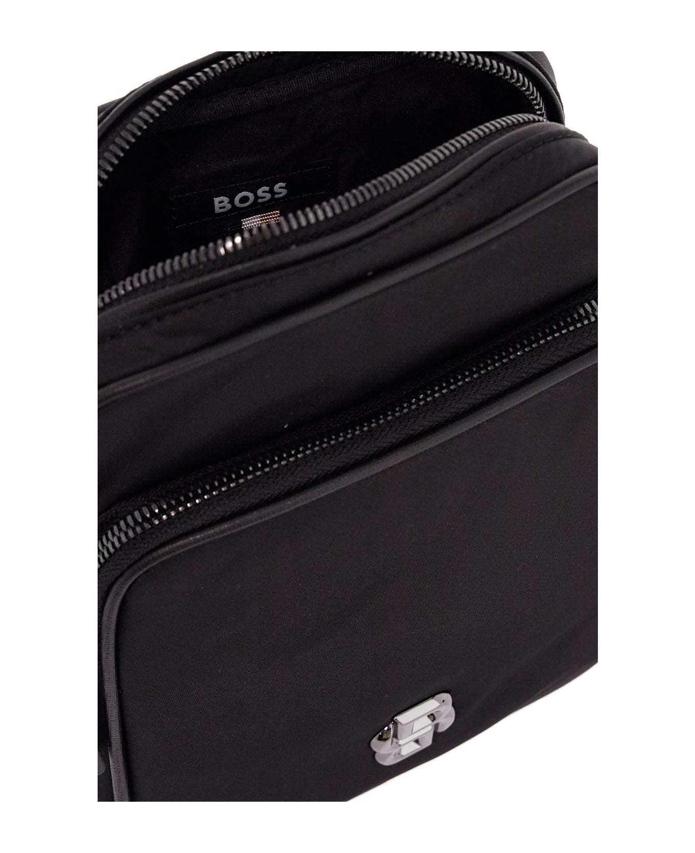 Hugo Boss B_icon_ns Black Matte Crossbody Bag With Zip And Adjustable Strap - BLACK