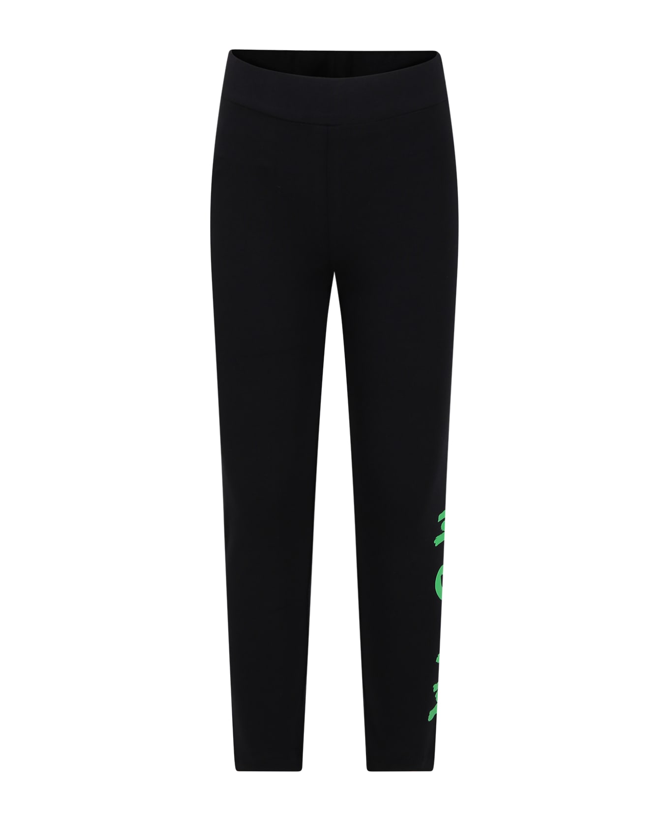 MSGM Black Legging For Girl With Logo - Black ボトムス