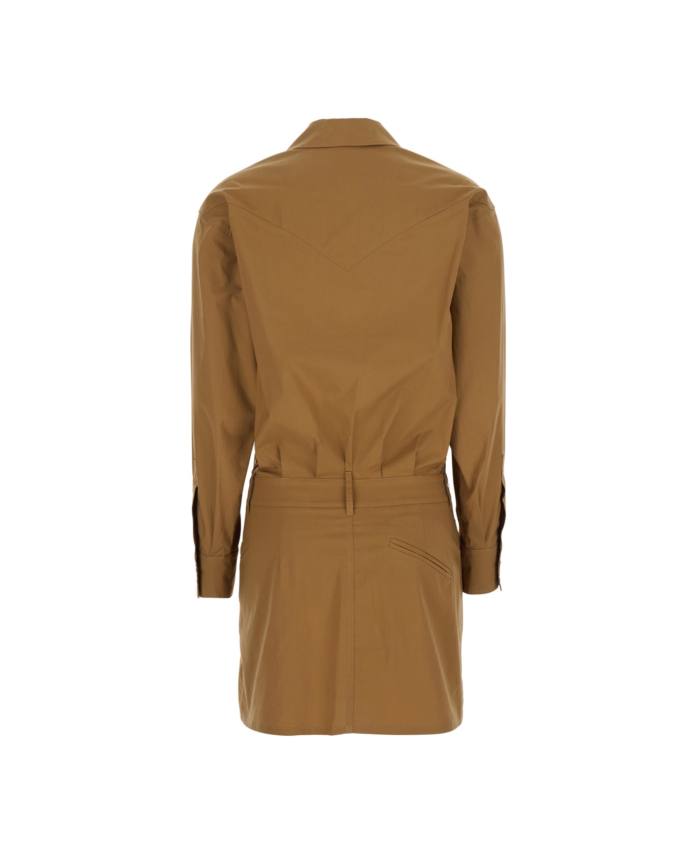 Federica Tosi Brown Dress With Patch Pockets On The Chest And Belt Loops At The Waist In Fabric Woman - Brown
