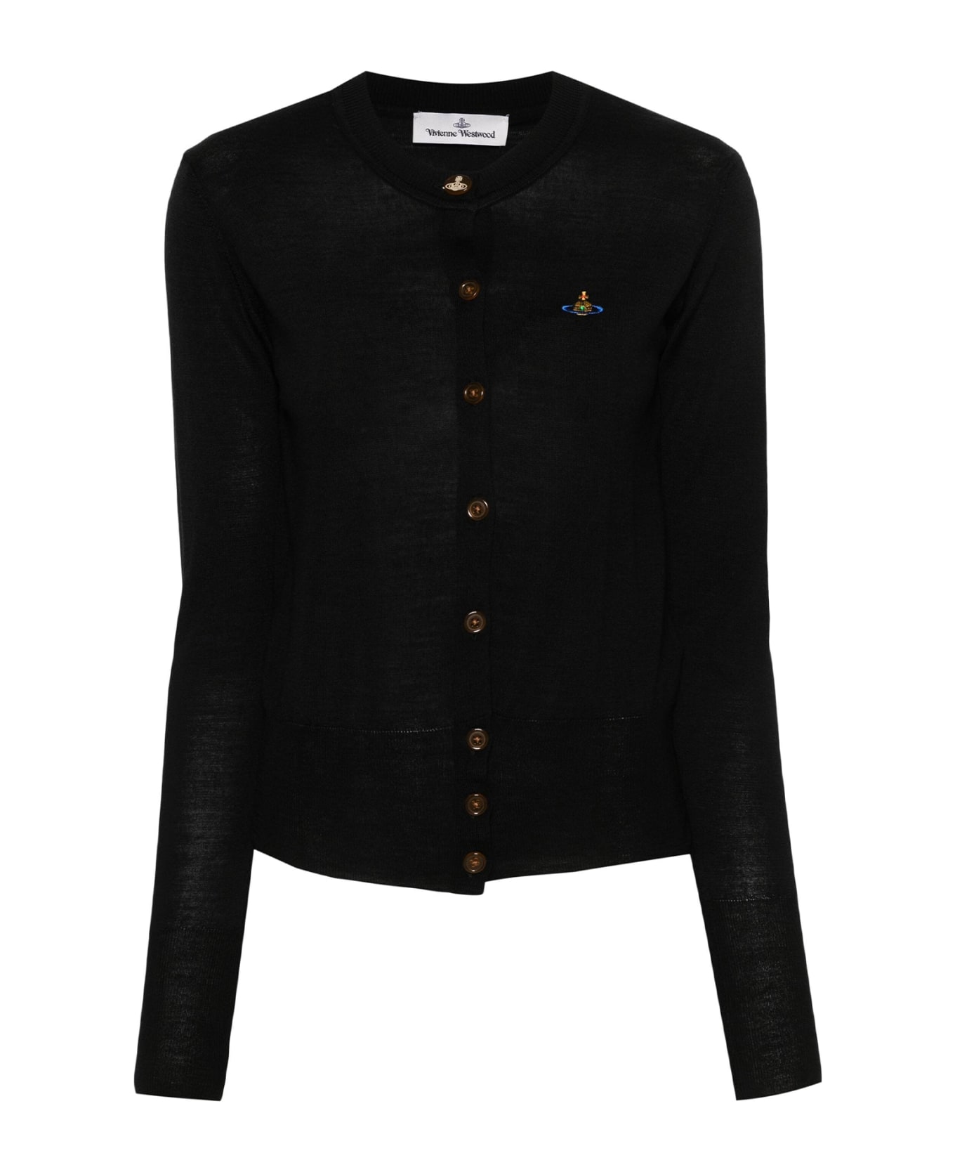 Vivienne Westwood Cardigan With Buttons And Logo - BLACK