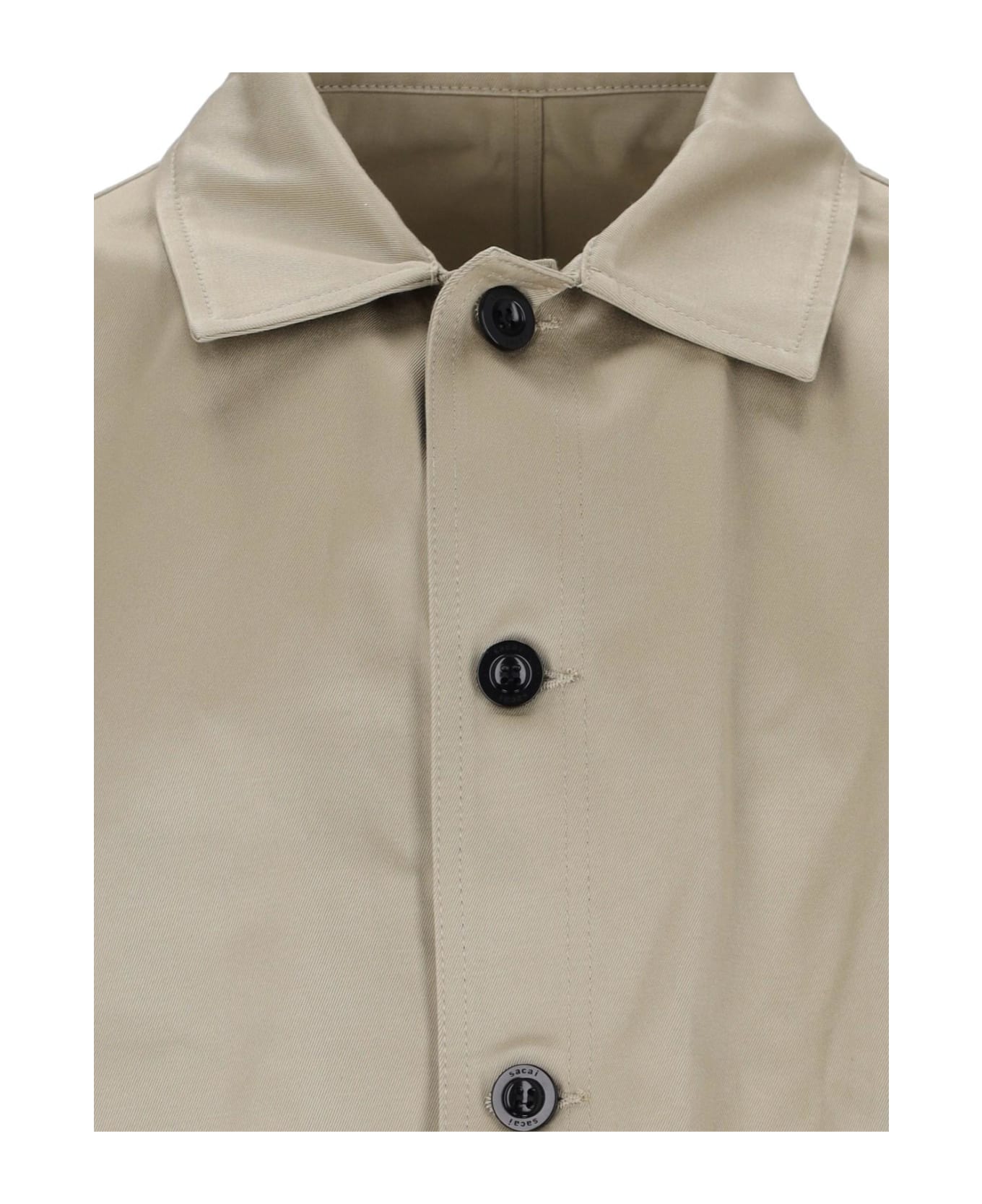 Sacai Nylon Detail Shirt Jacket - Beige