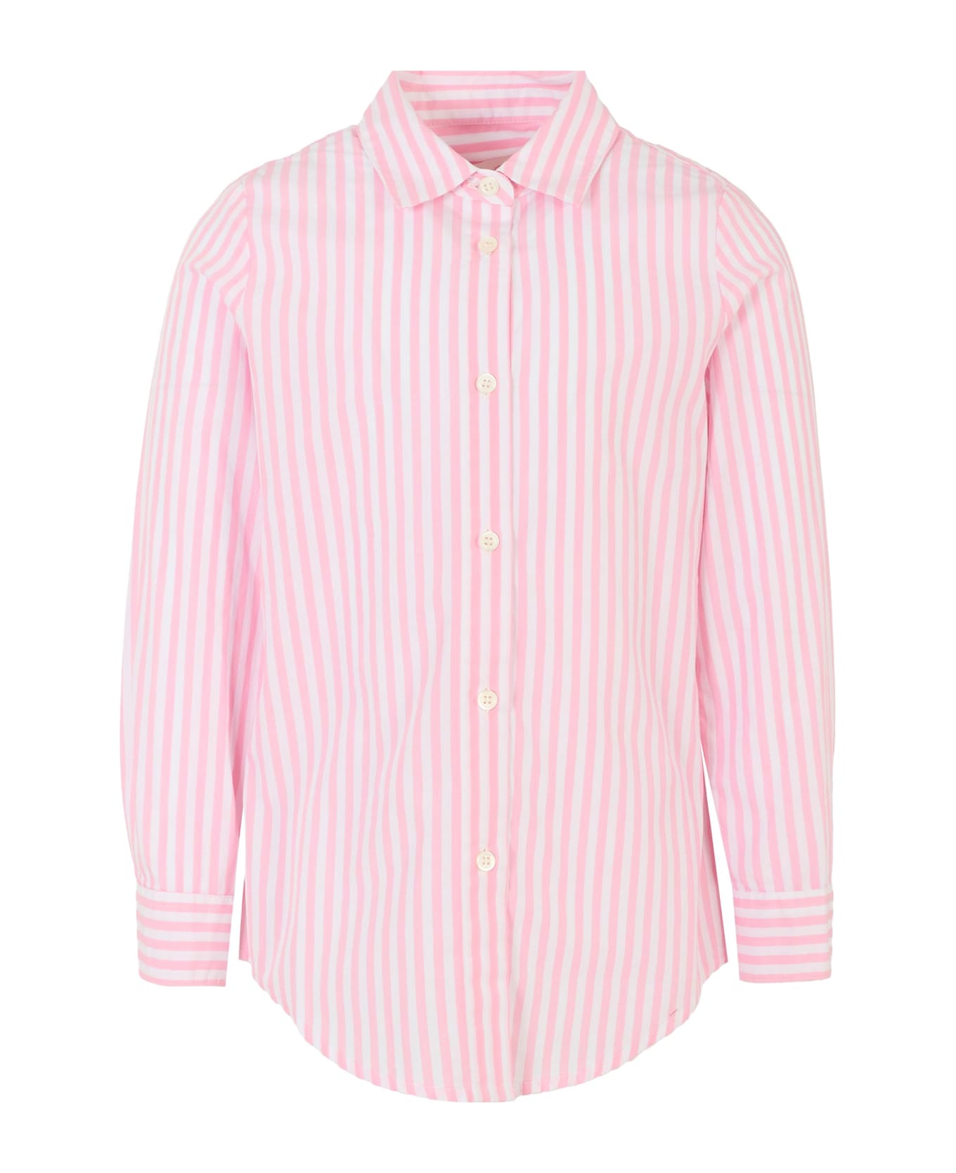 MC2 Saint Barth Pink Shirt For Girl With Green Logo - Pink