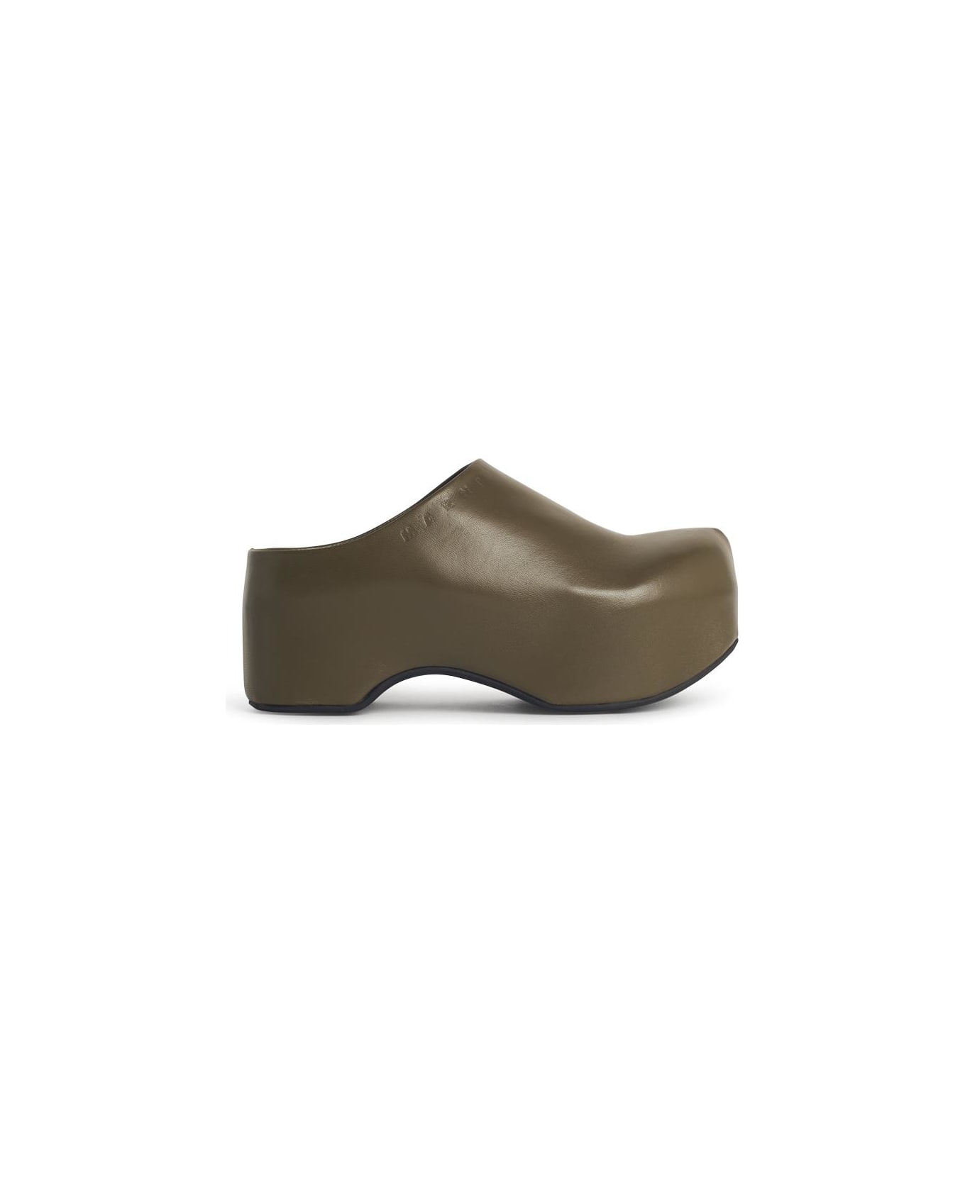 Marni 
chunky
 Green Leather 
deepsage
 Clog Sabots - DEEP SAGE