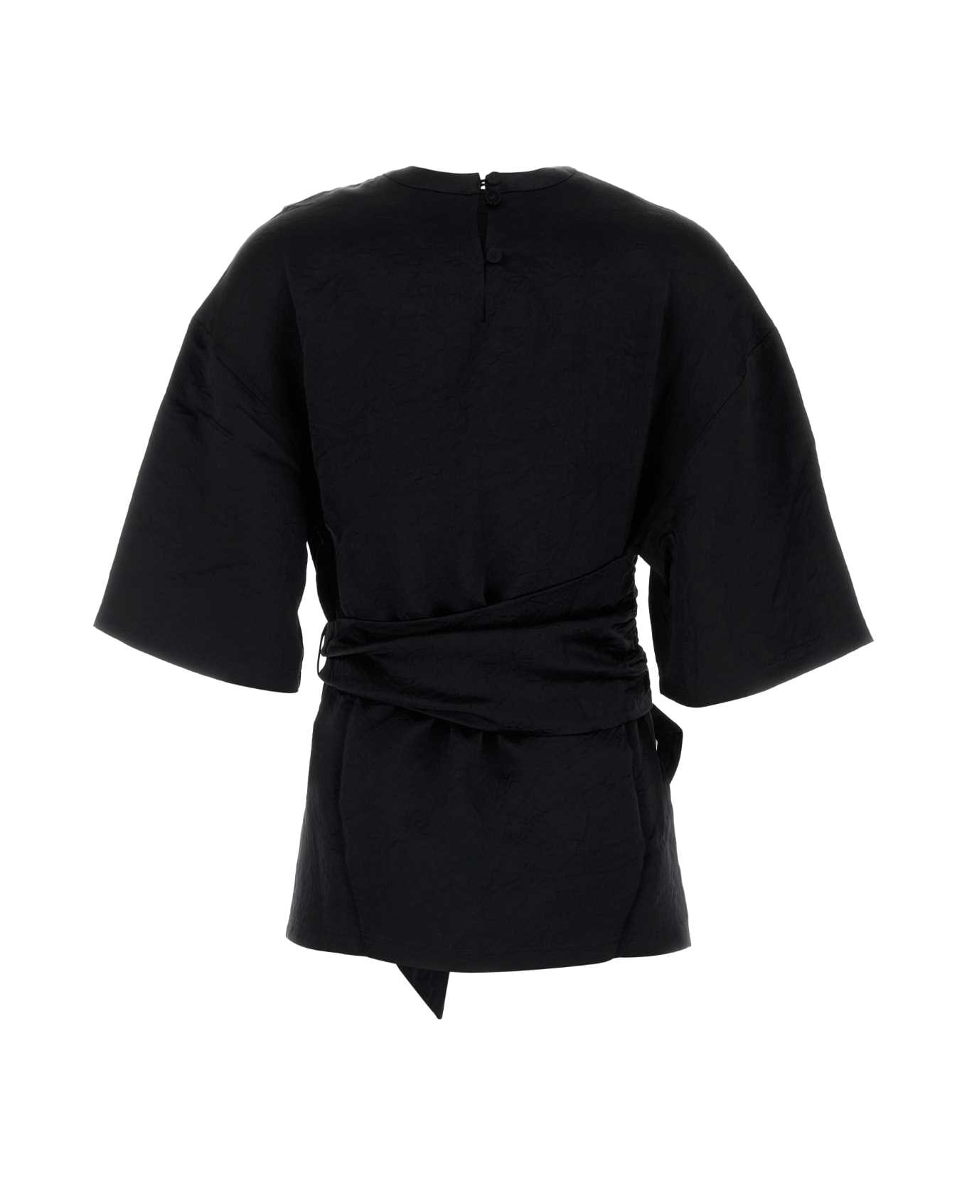 Nanushka Black Satin Besia T-shirt - BLACK
