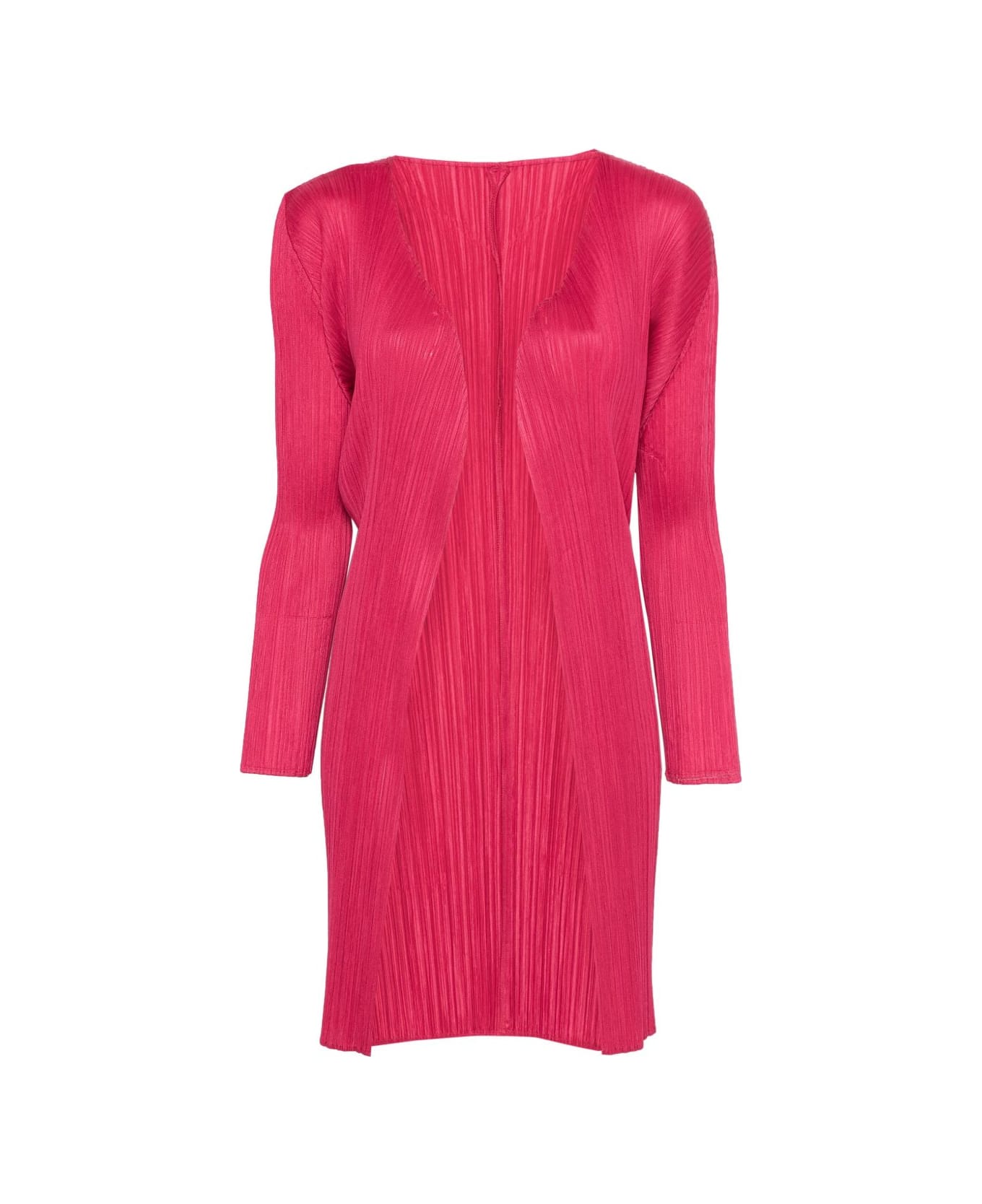 Pleats Please Issey Miyake Pleated Midi Cardigan - Red