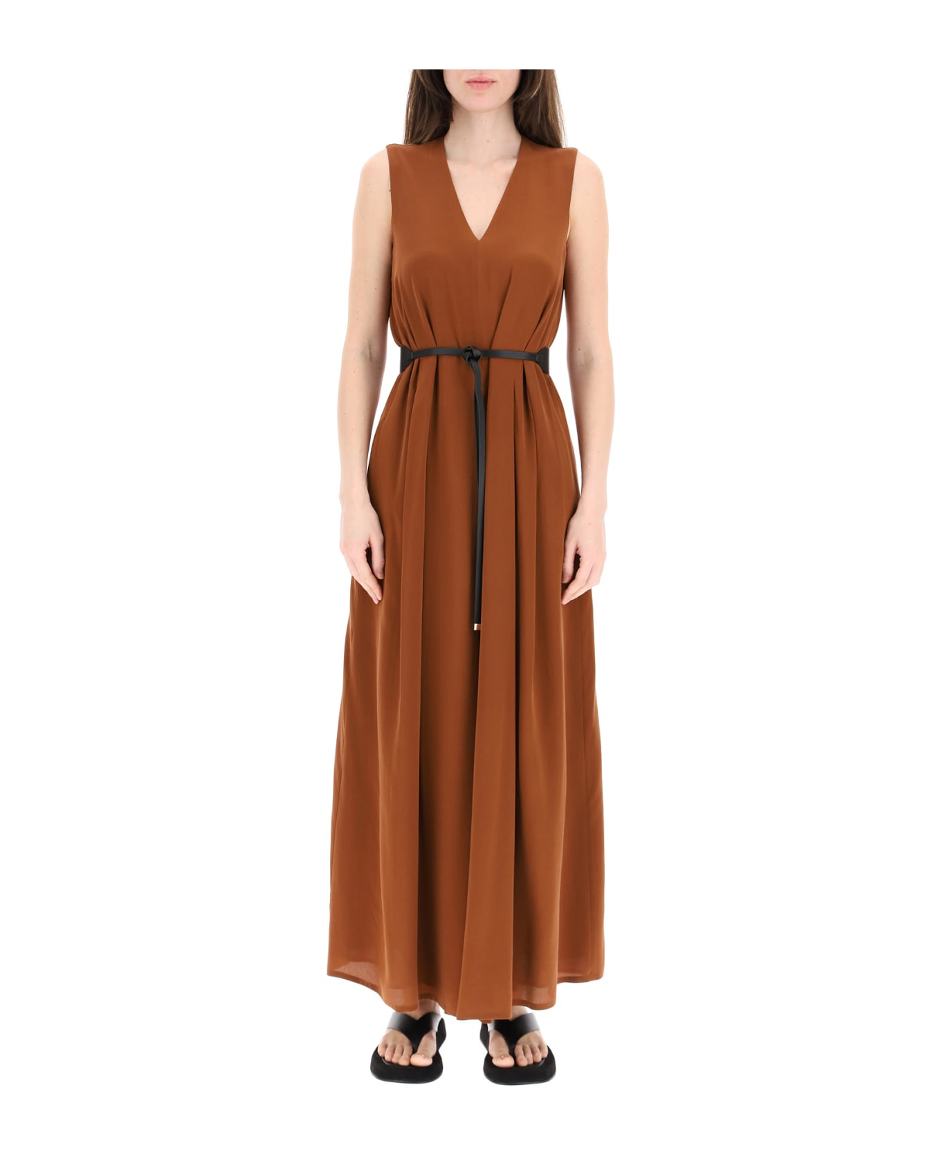 Max Mara Studio Balzac Long Silk Dress - TABACCO (Brown)