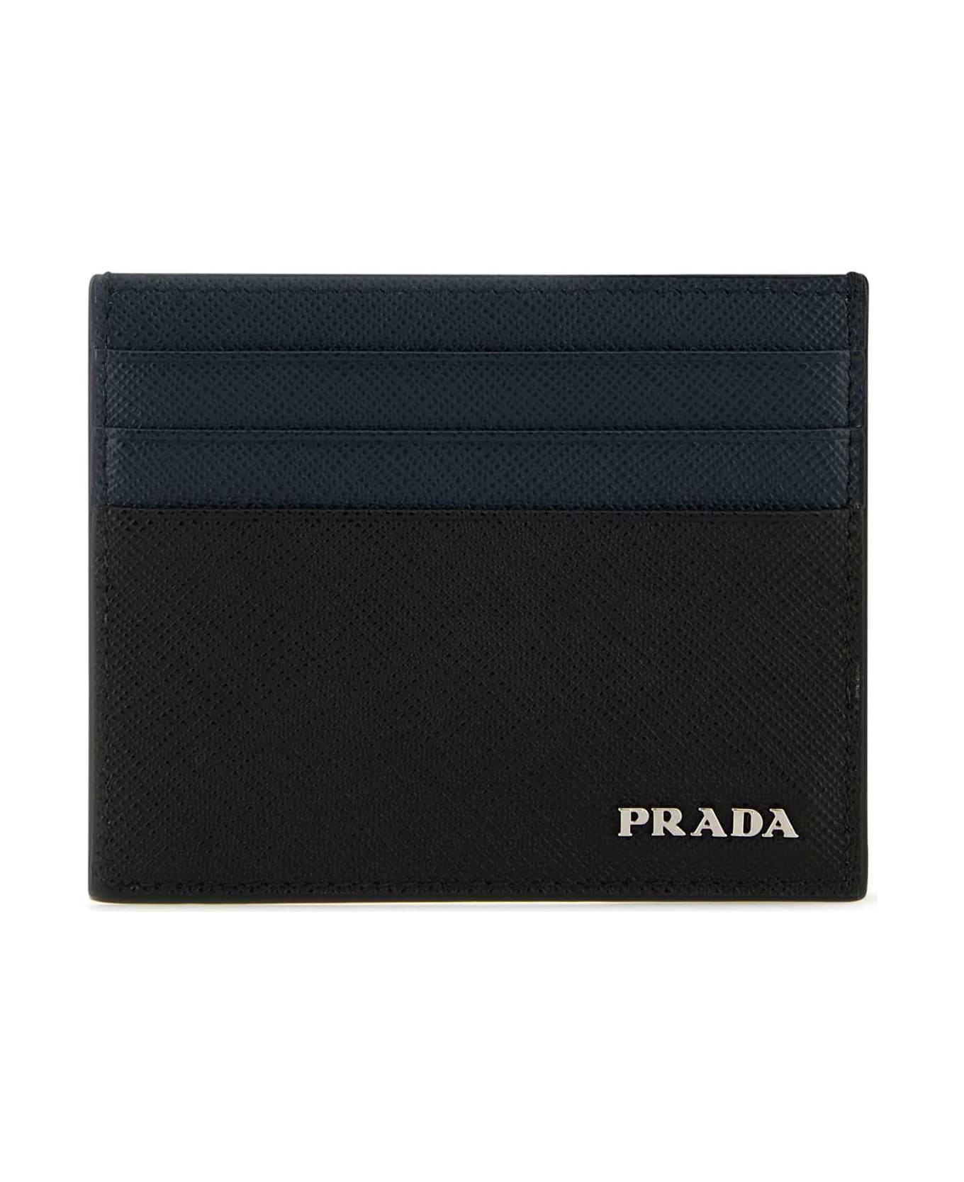 Prada Two-tone Leather Card Holder - NEROBALTICO