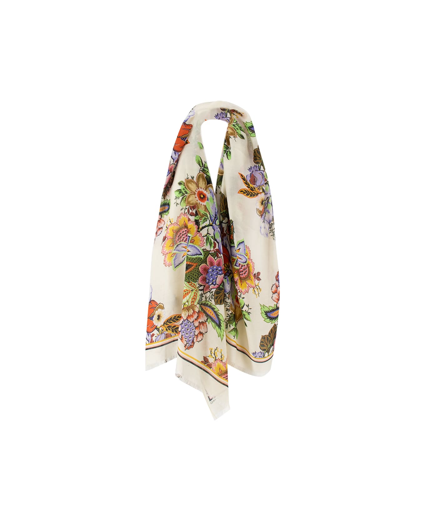 Etro Printed Cashmere And Silk Scarf - PRINT ON WHITE BASE スカーフ＆ストール