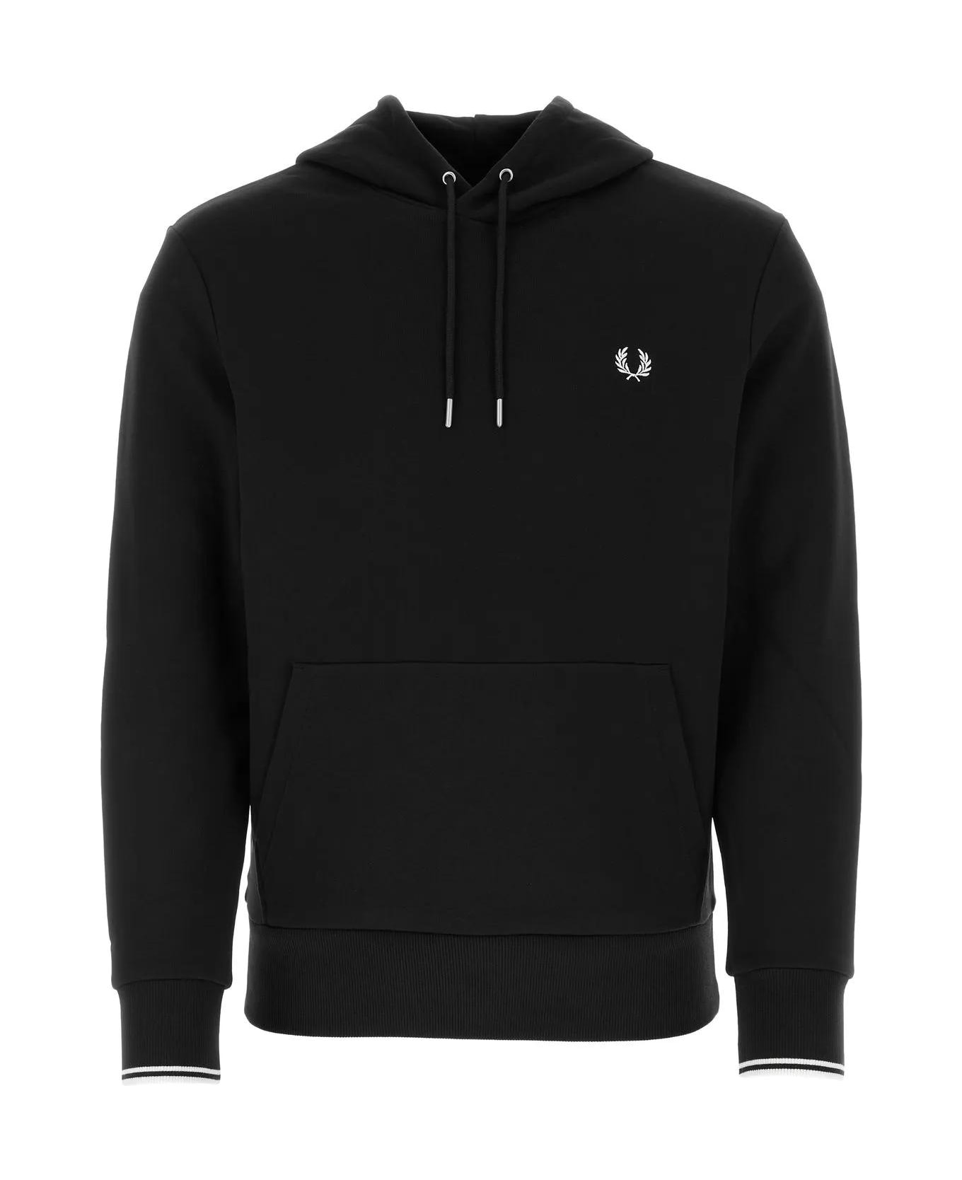 Fred Perry Black Cotton Sweatshirt - Black