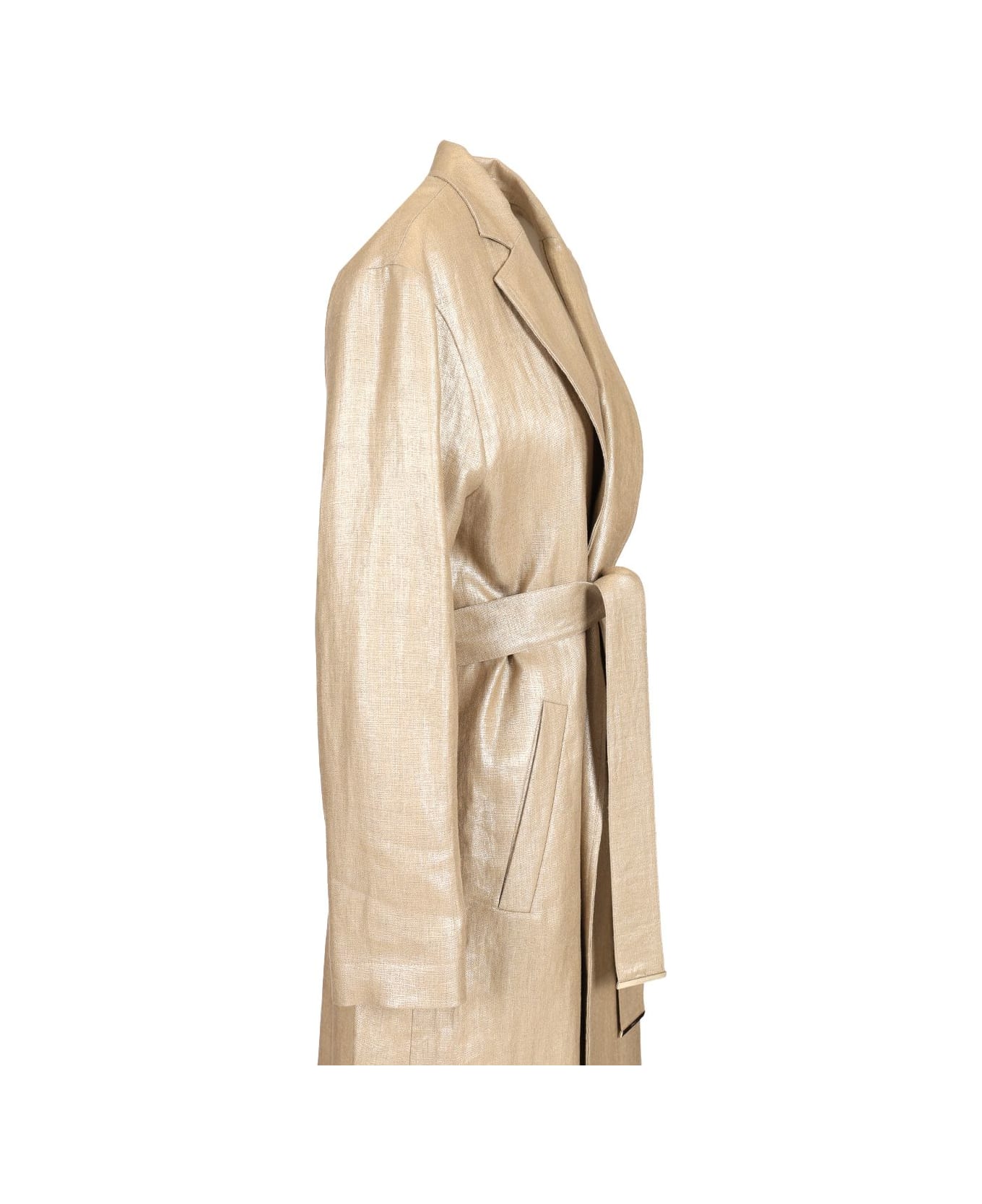 Herno "chic" Coated Linen Trench Coat - Beige