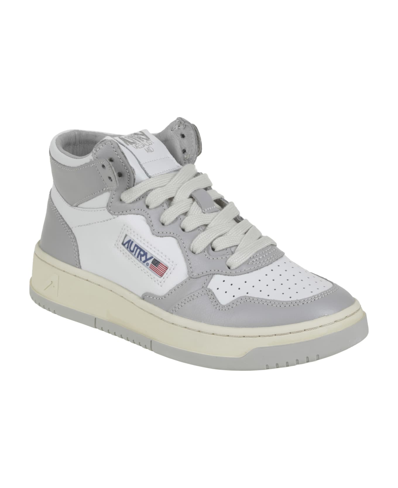 Autry 01 Mid Leat Leat - WHITE
