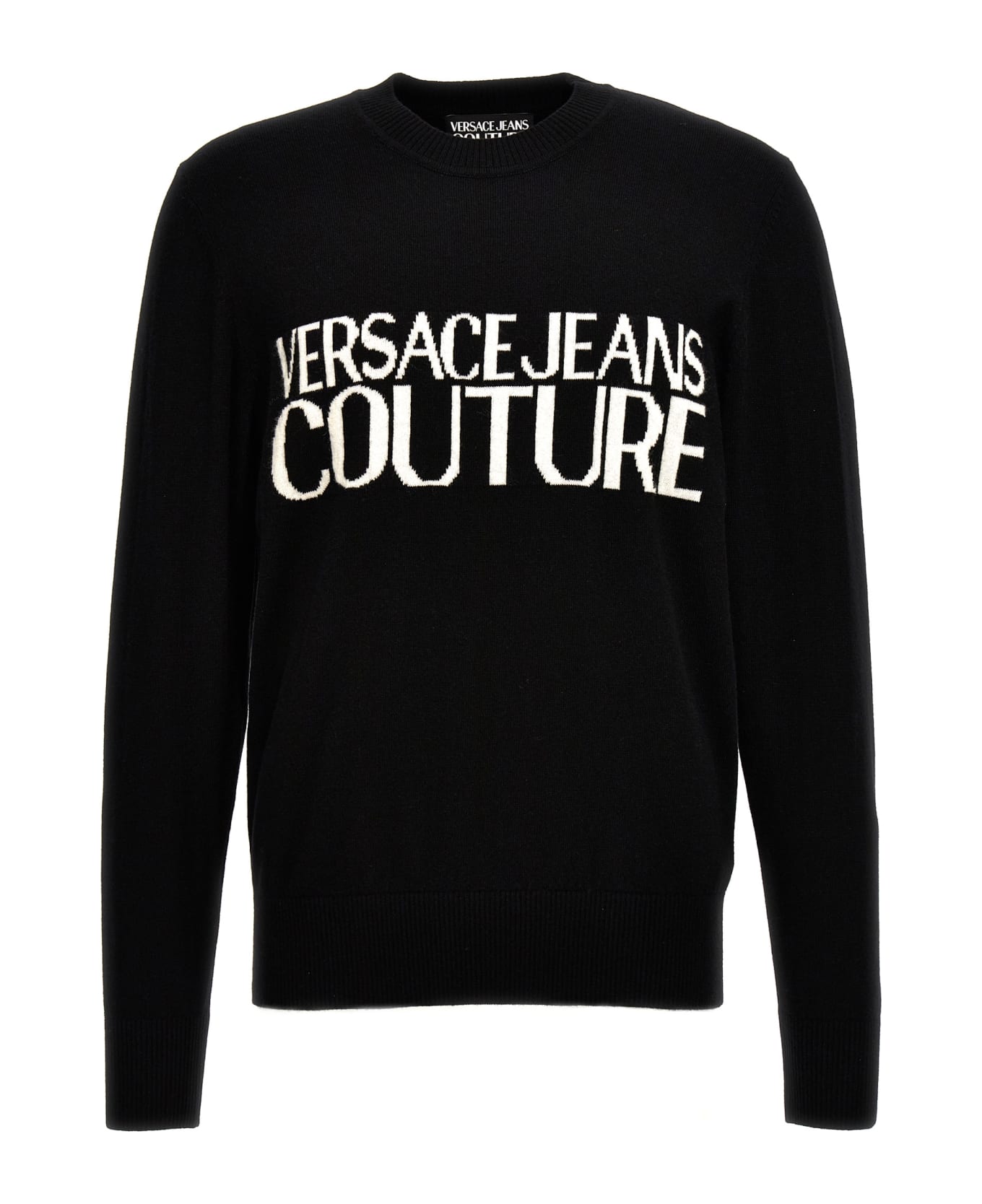 Versace Jeans Couture Logo Intarsia Sweater - White/Black ニットウェア