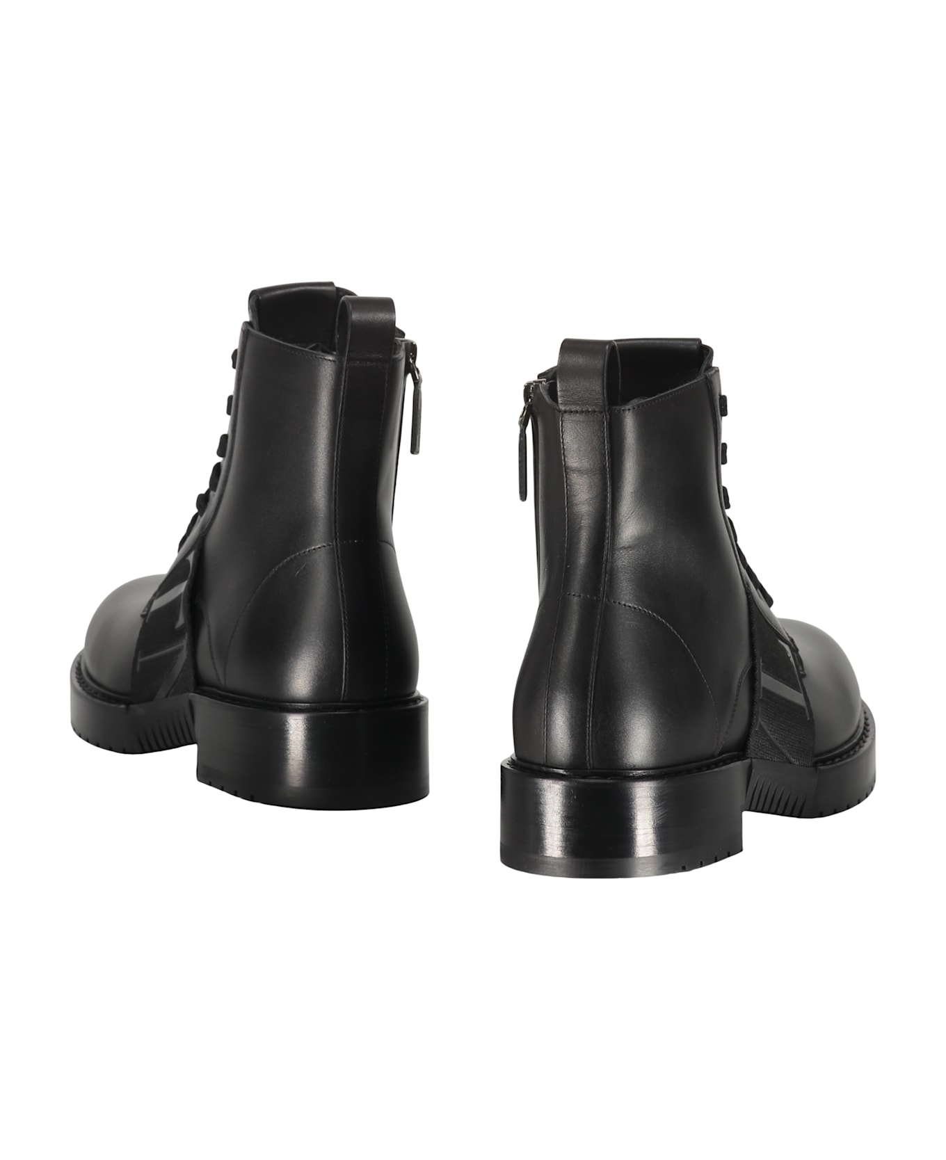 Valentino Garavani Leather Lace-up Boots - black
