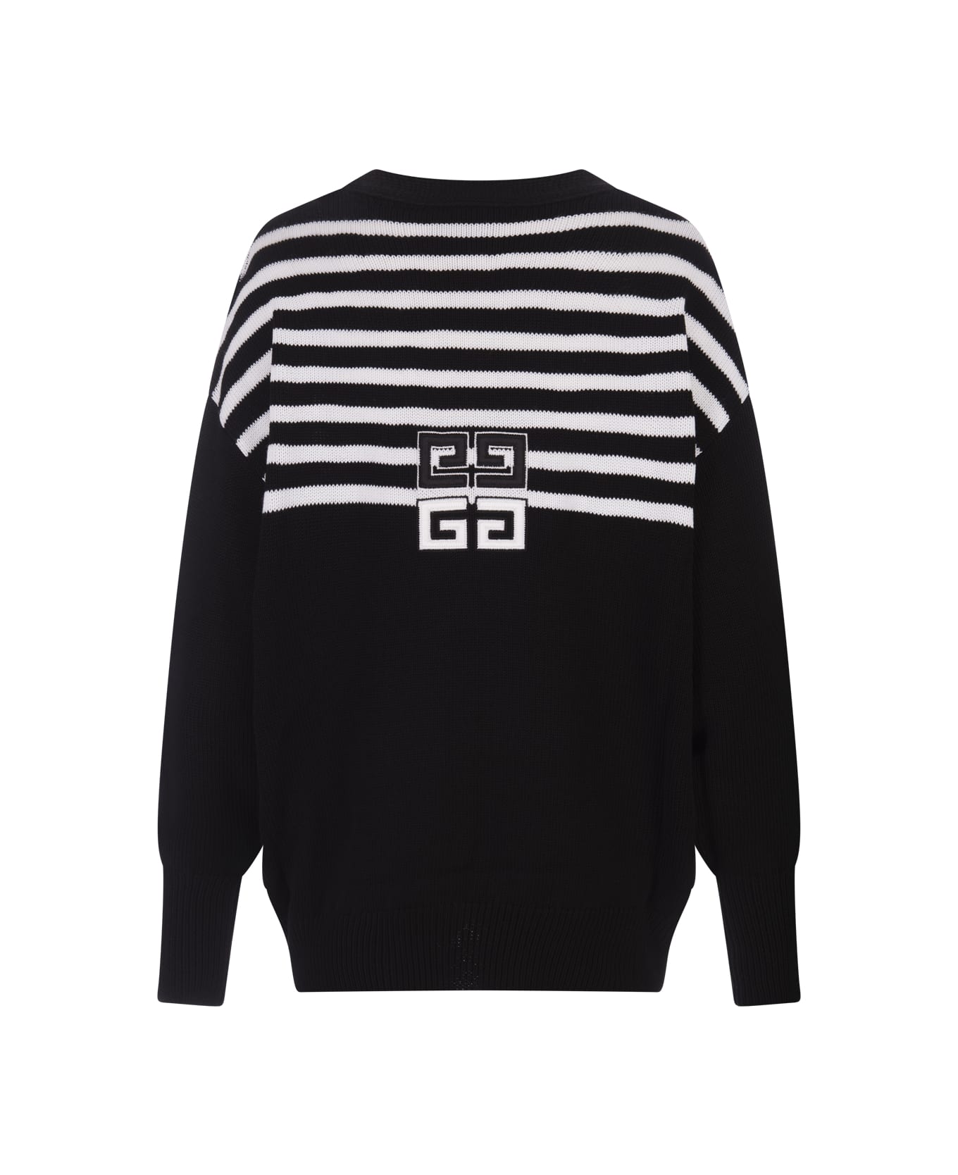 Givenchy 4g Striped Cardigan In Black Cotton - Black