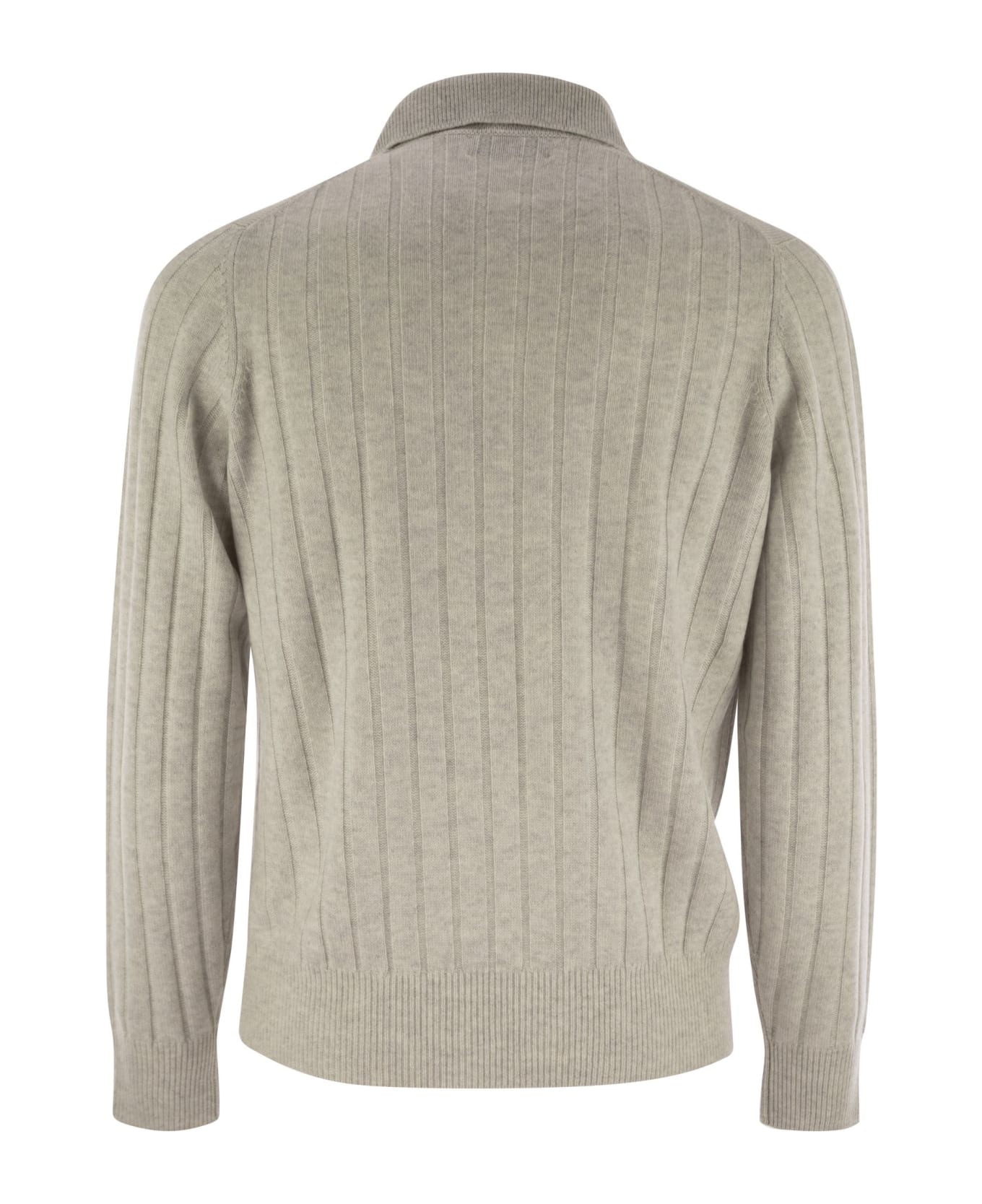 Brunello Cucinelli Cashmere Knit Polo Shirt - Fog