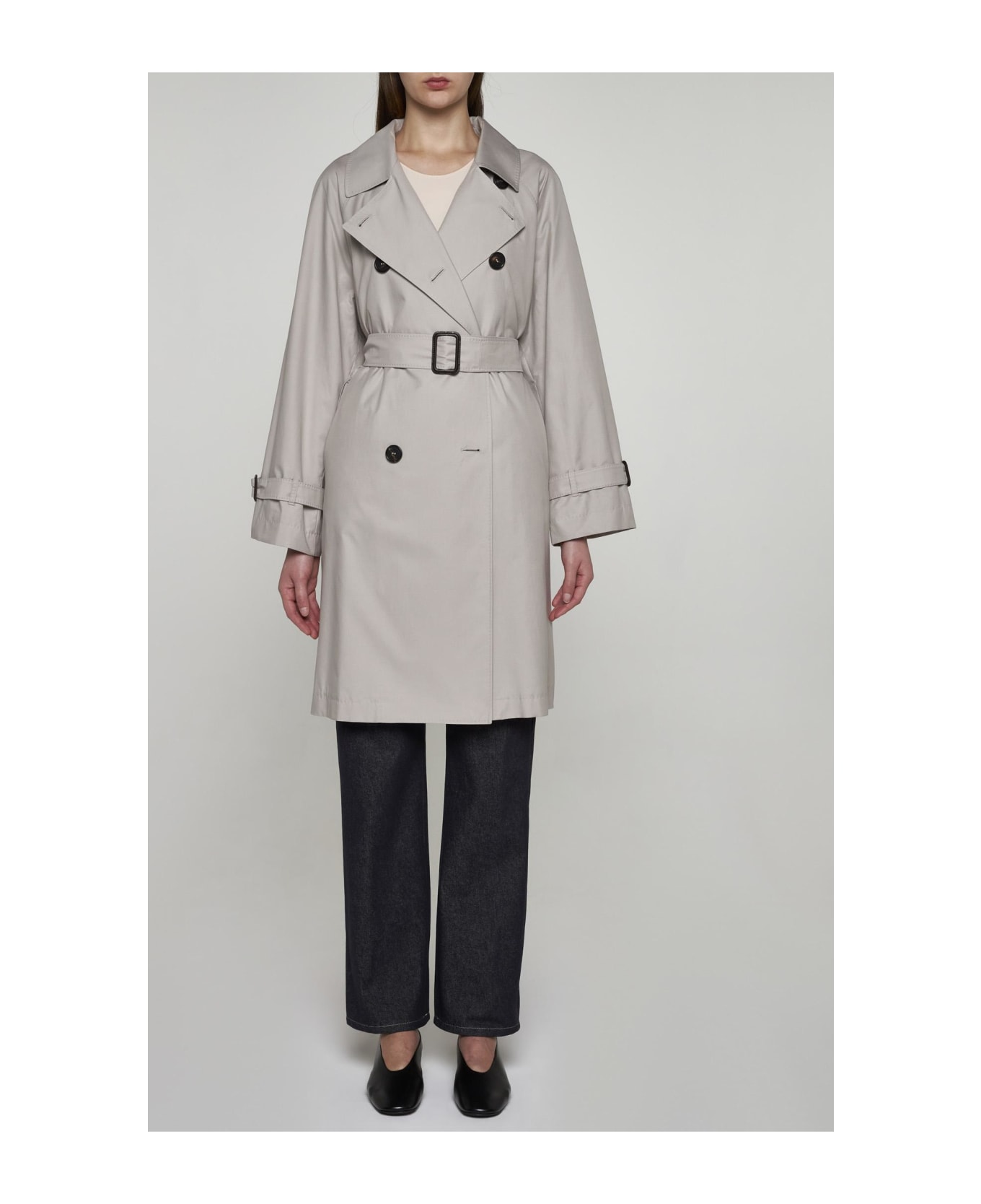 Max Mara The Cube Cotton-blend Double-breasted Trench Coat - NEUTRALS