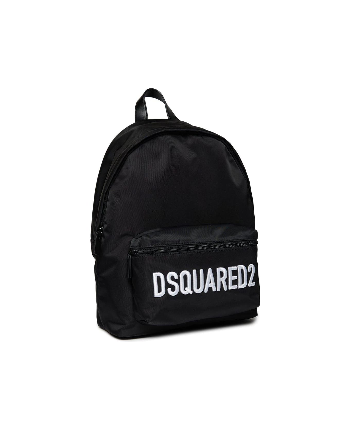 Dsquared2 Logo-embroidered Zipped Backpack - Black