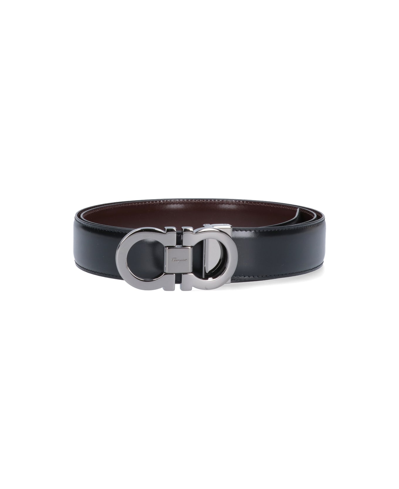 Ferragamo 'gancini' Adjustable Reversible Belt - Black  