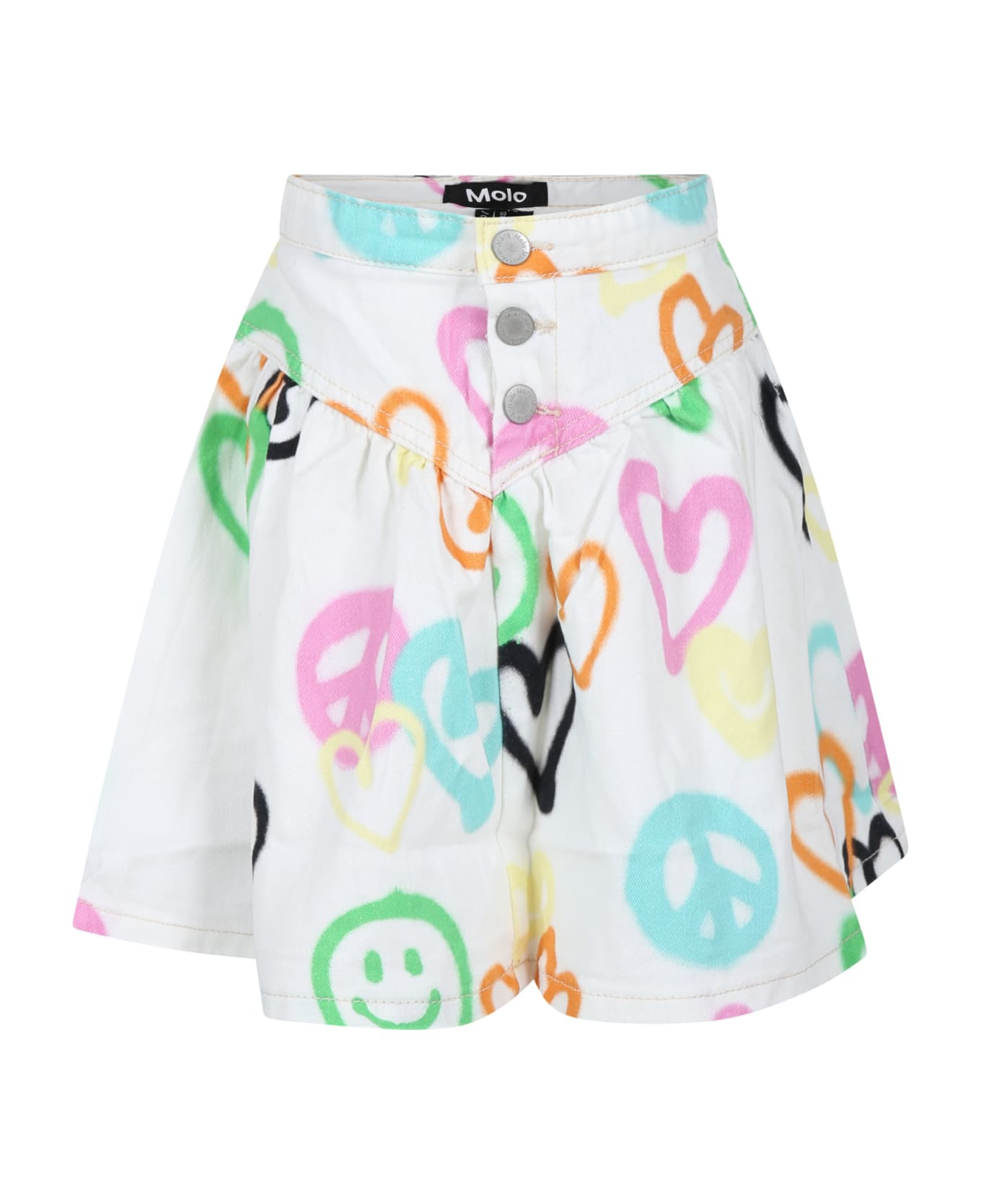 Molo White Skirt For Girl With Hearts Print - White ボトムス