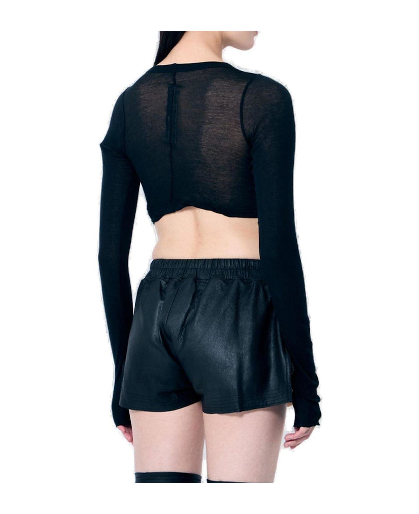 Rick Owens Hollywood Ls Crop T-shirt - Nero