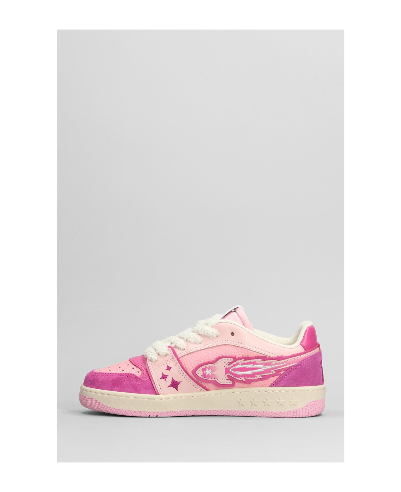 Enterprise Japan Sneakers In Rose-pink Suede And Leather - Pink