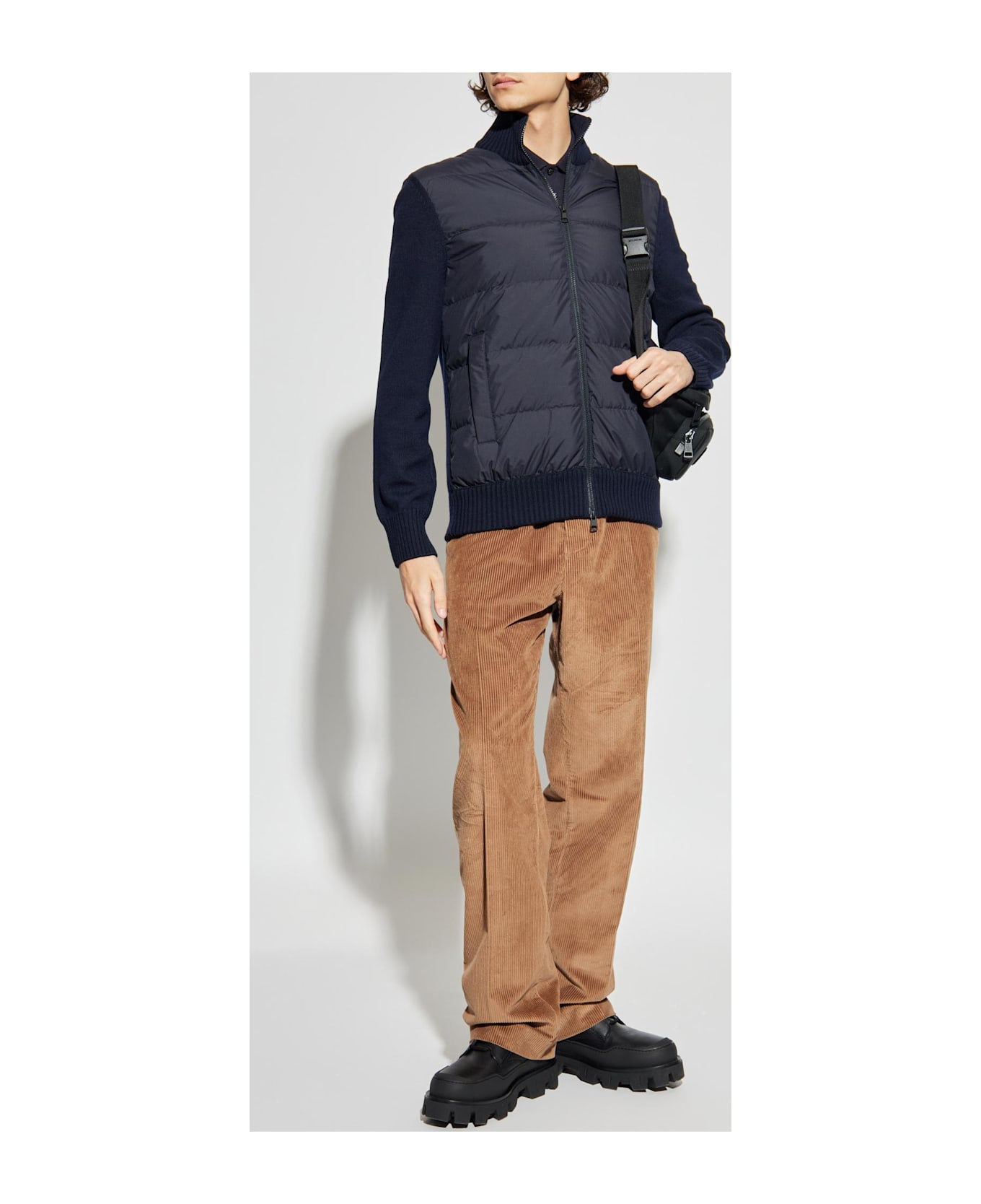 Moncler Cardigan With Down Insert - BLUE