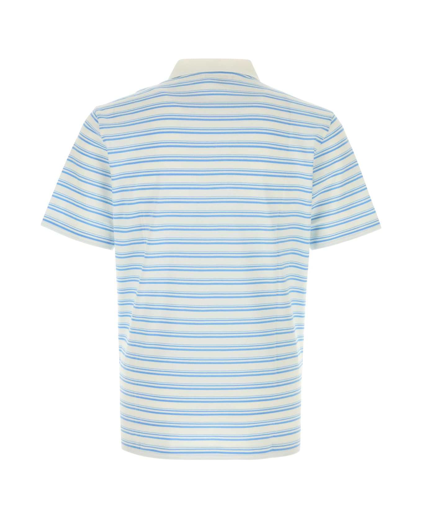 Prada Embroidered Piquet Polo Shirt - BIANCOCELESTE