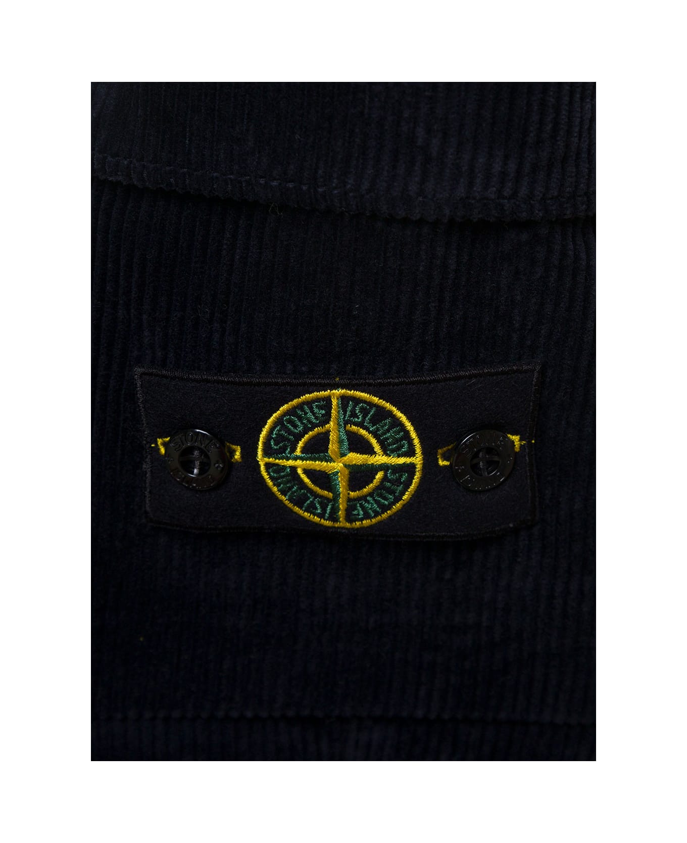 Stone Island Junior Blue Pants With Elastic Waistband And Logo Patch In Corduroy Boy - Blu