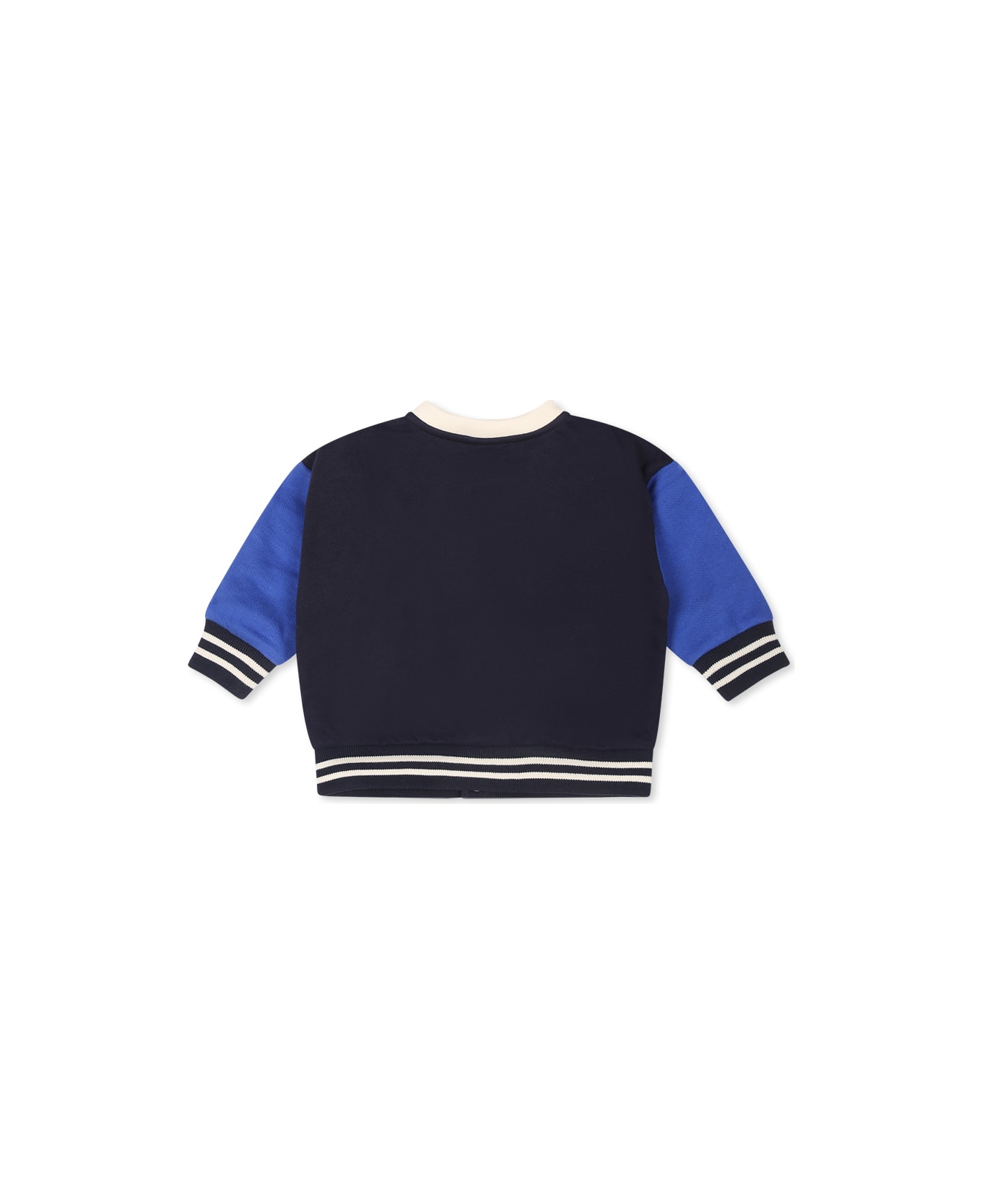 Petit Bateau Blue Bomber Jacket For Bbay Boy With Logo - Blue