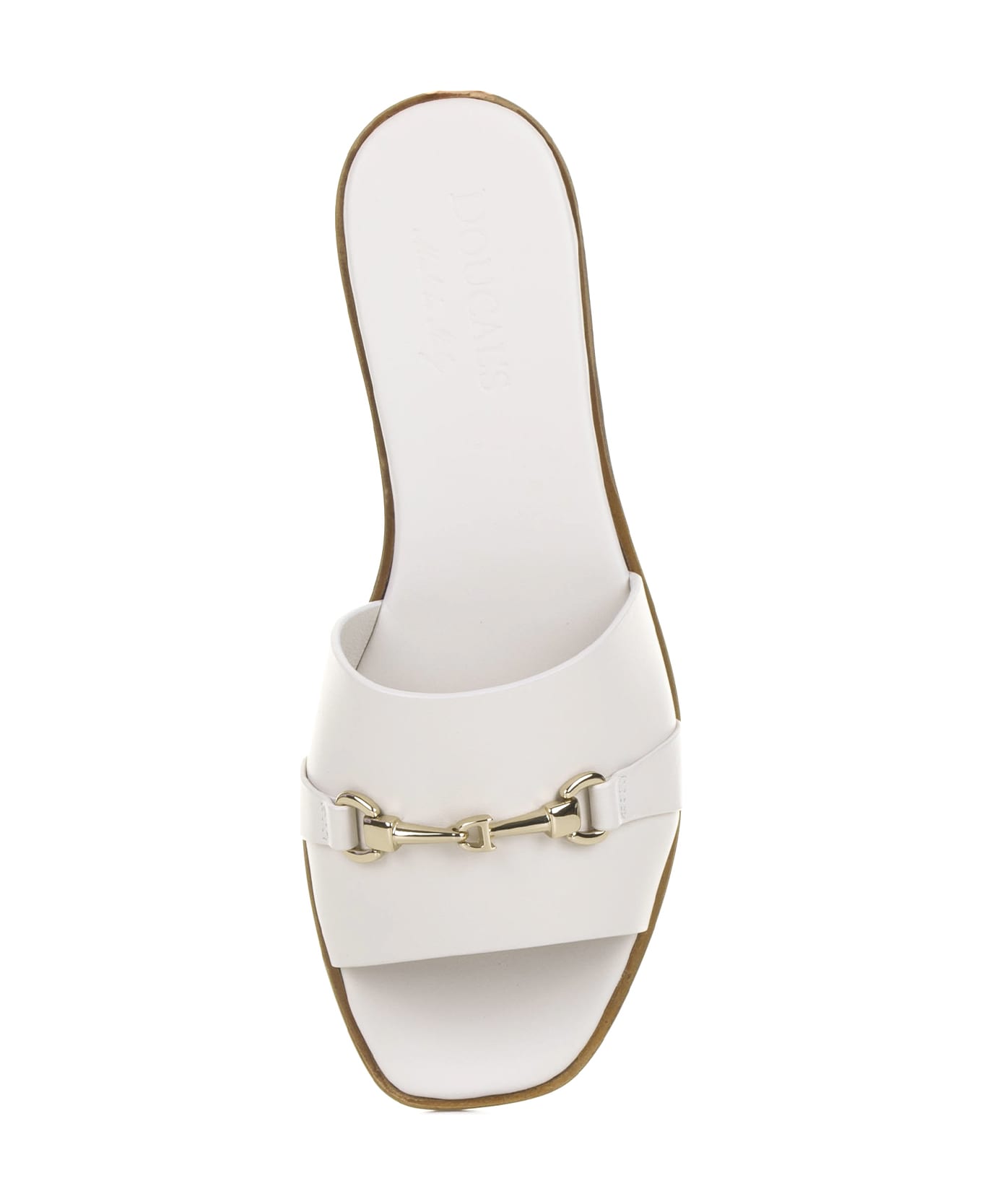 Doucal's White Leather Slipper With Horsebit - GESSO