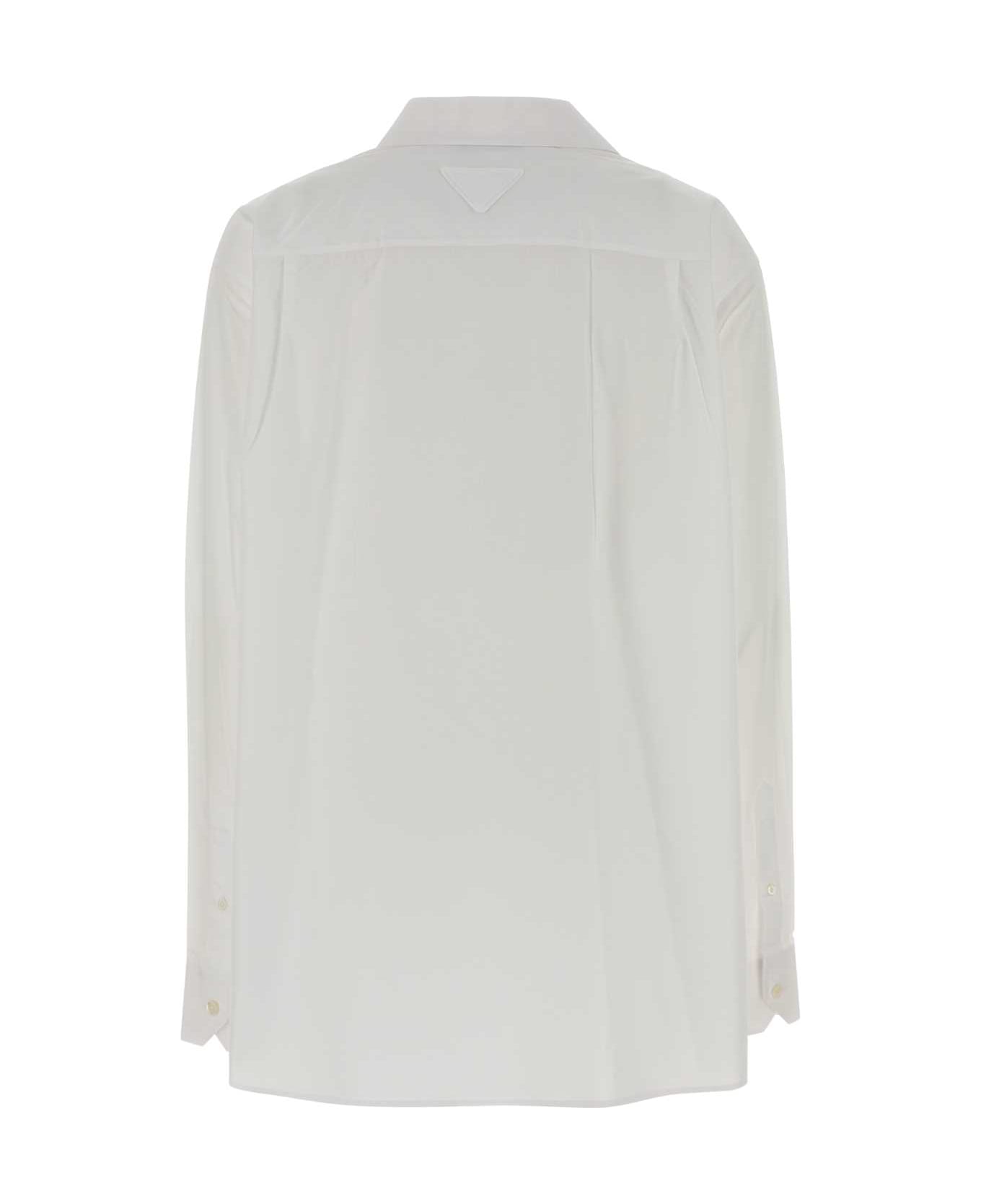 Prada White Poplin Oversize Shirt - BIANCO