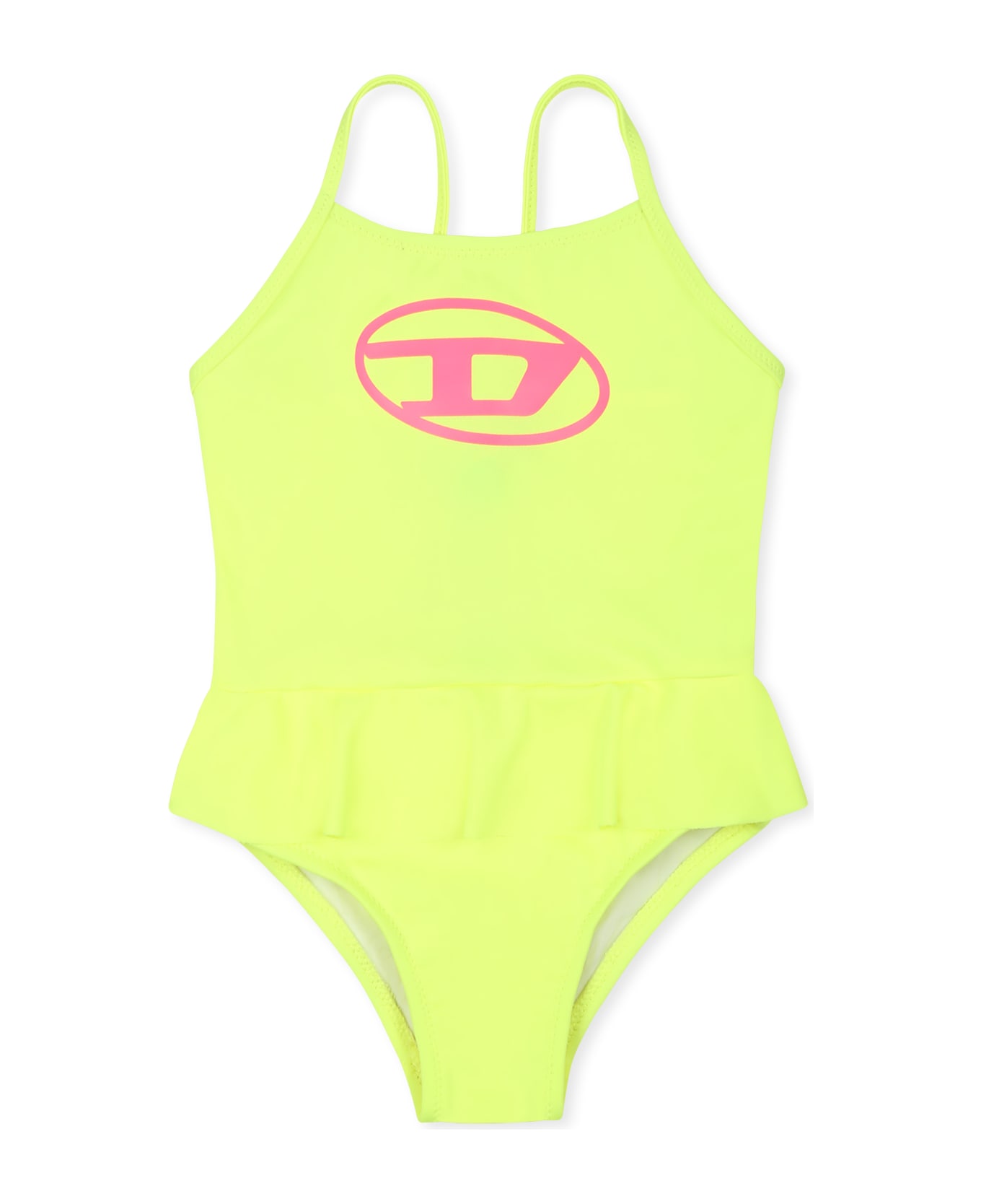 Diesel Yellow Swimsuit For Baby Girl With Logo - Yellow