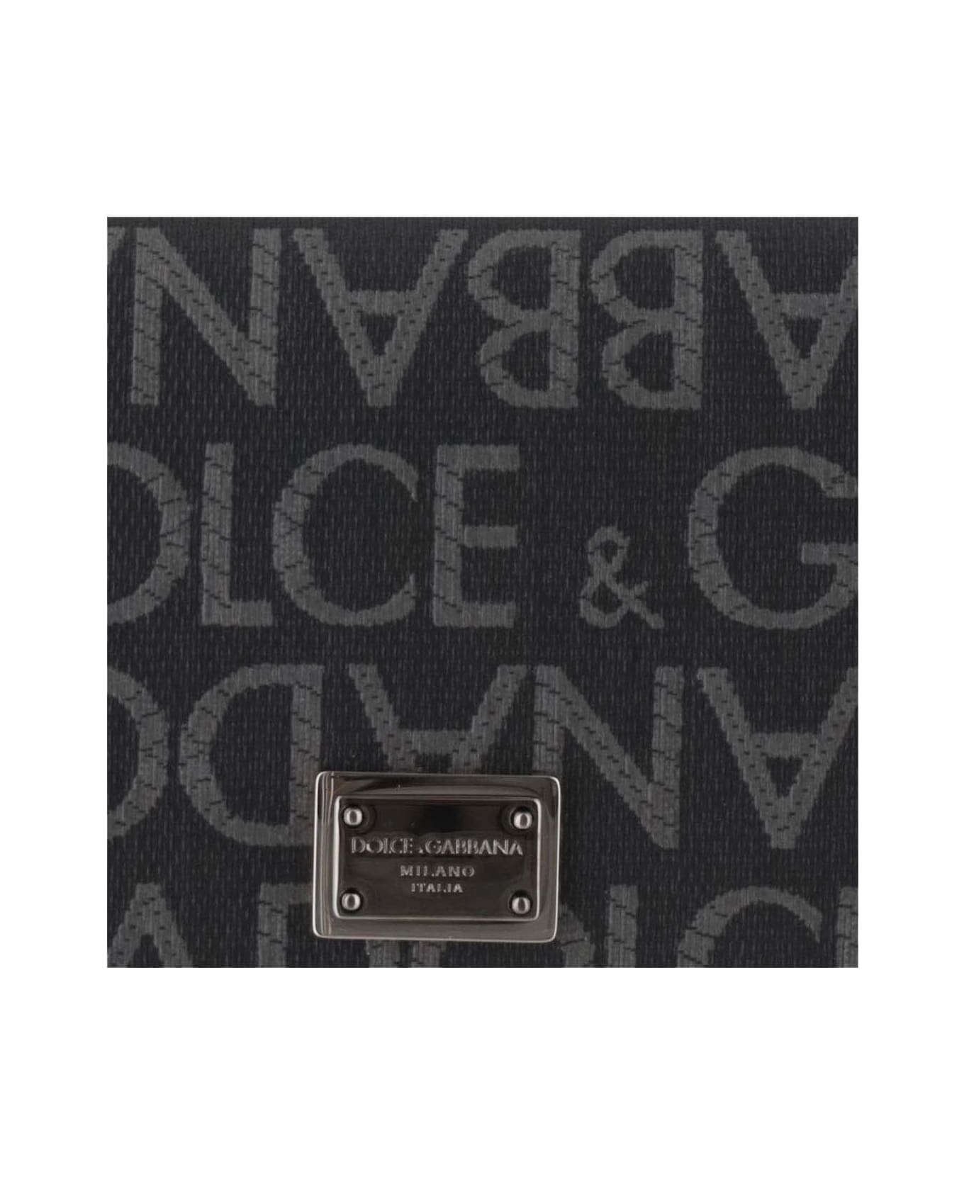 Dolce & Gabbana Bi-fold Wallet With All-over Monogram - Black 財布