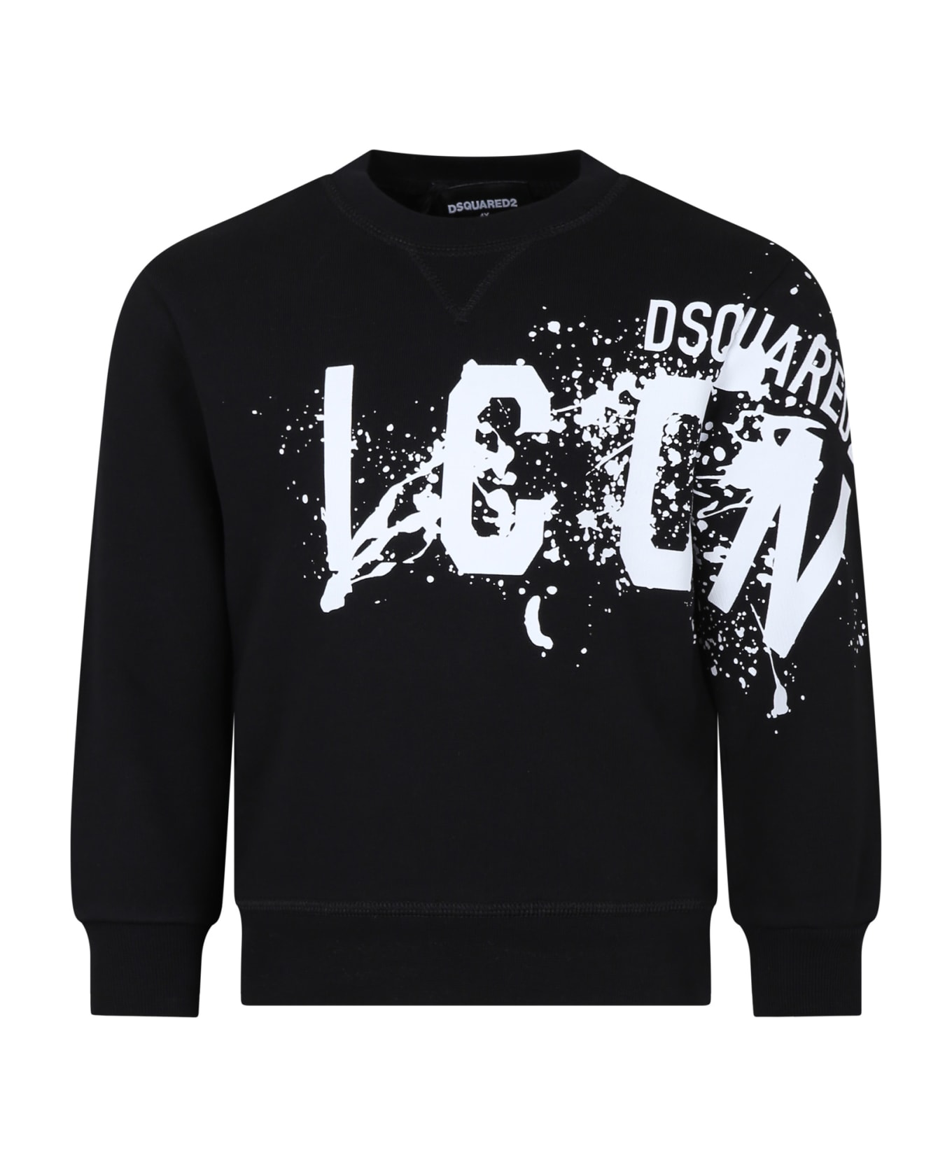 Dsquared2 Black Sweatshirt For Boy With Logo ニットウェア＆スウェットシャツ