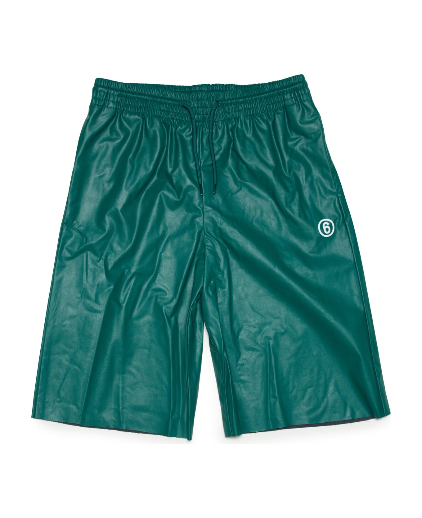 MM6 Maison Margiela Mm6p68u Shorts Maison Margiela Green Fake Leather Shorts With Logo - Forest green