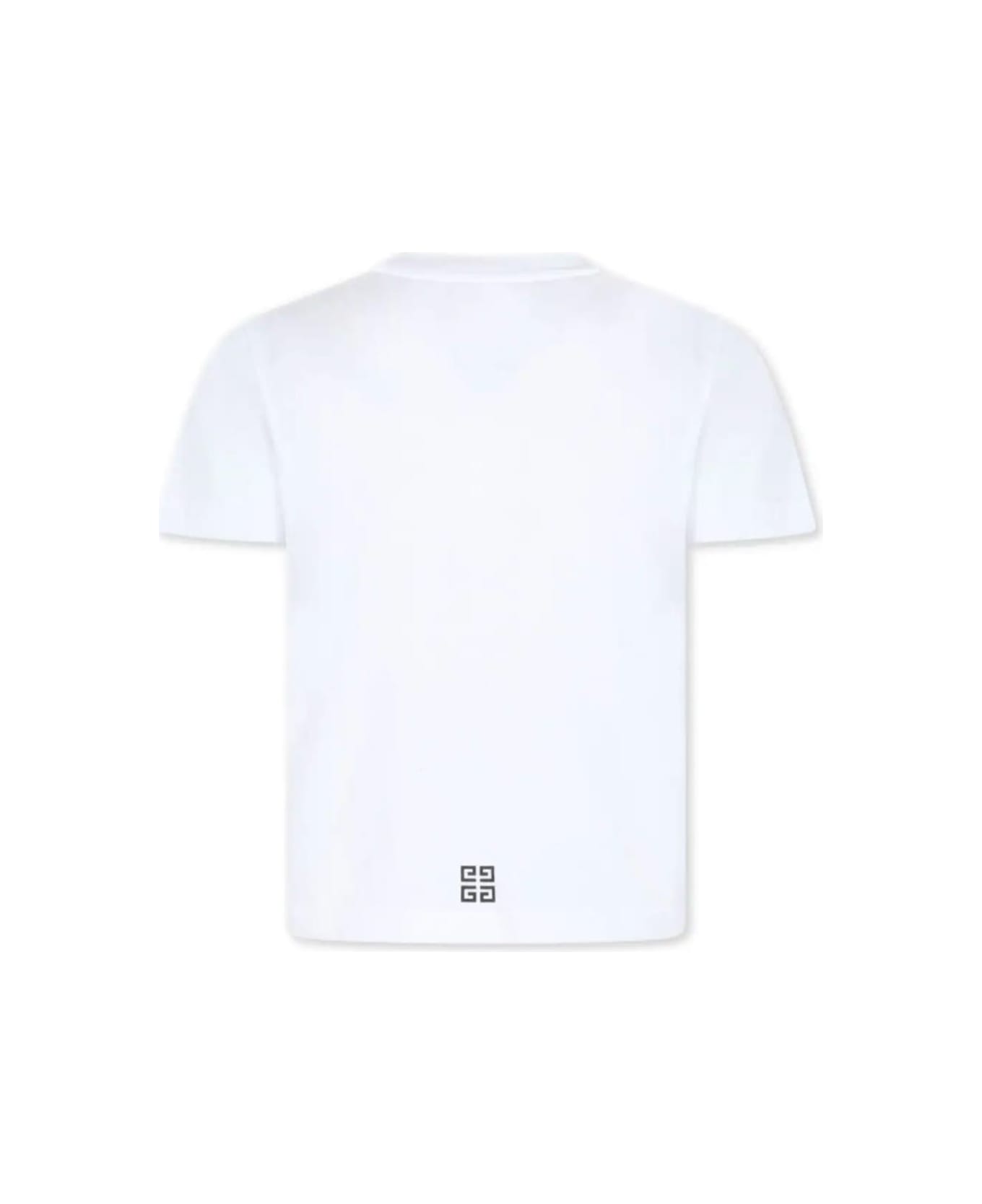 Givenchy White Crewneck T-shirt With Contrasting Logo Print In Cotton Boy - White