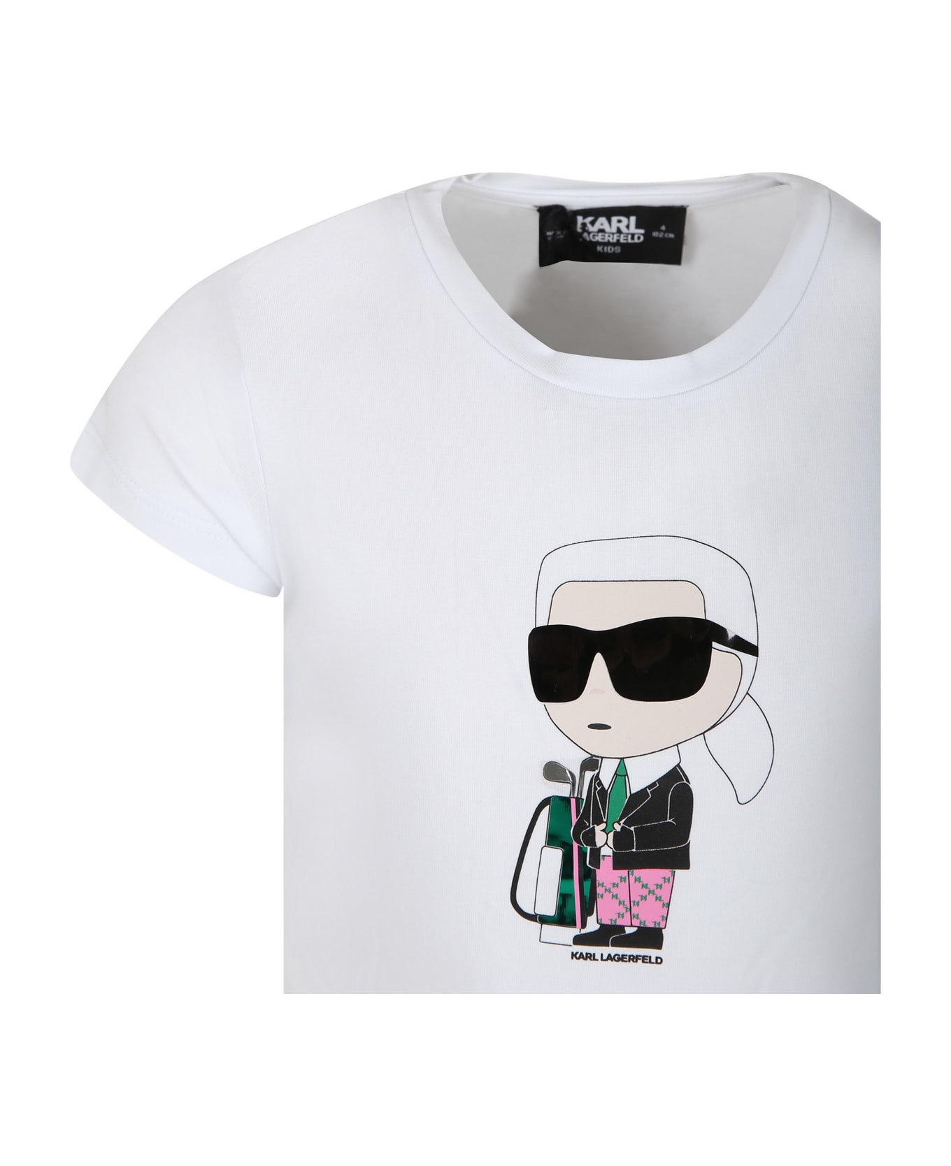 Karl Lagerfeld Kids White T-shirt For Girl With Karl And Golf Bag Print - White