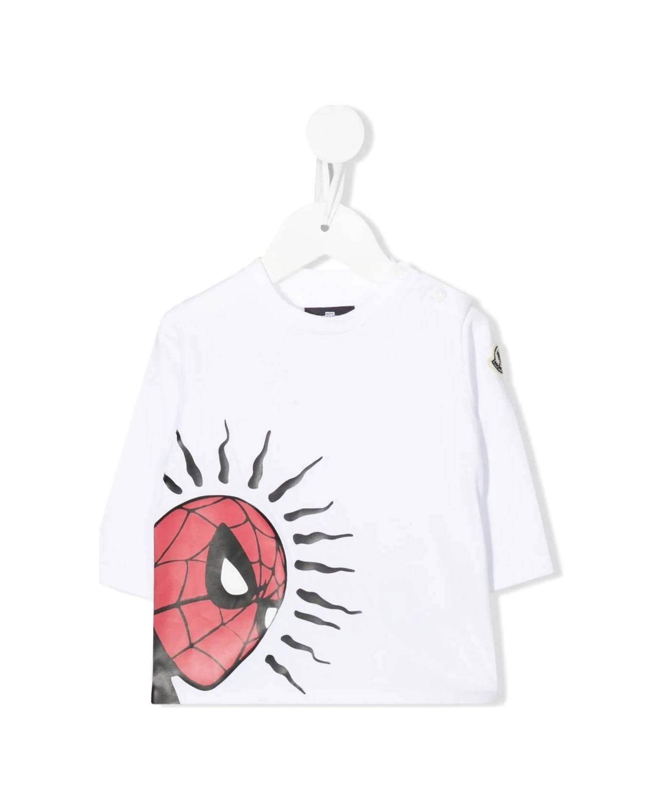 Moncler White Long Sleeve Spider-man Baby T-shirt - Bianco